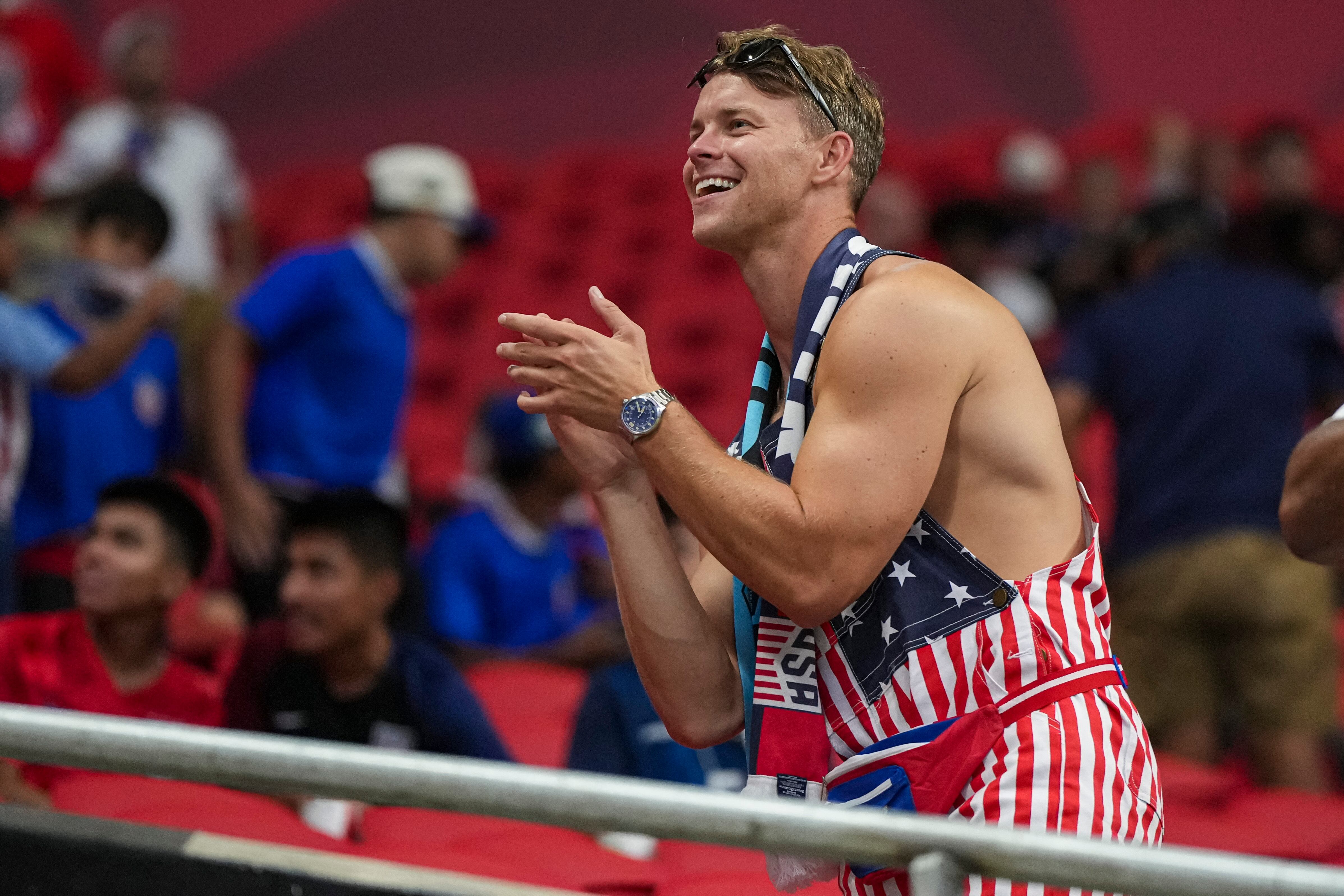 Jun 27, 2024; Atlanta, GA, USA; Fans of the United States shown in the stands before the match against Panama at Mercedes-Benz Stadium. Mandatory Credit: Dale Zanine-USA TODAY Sports