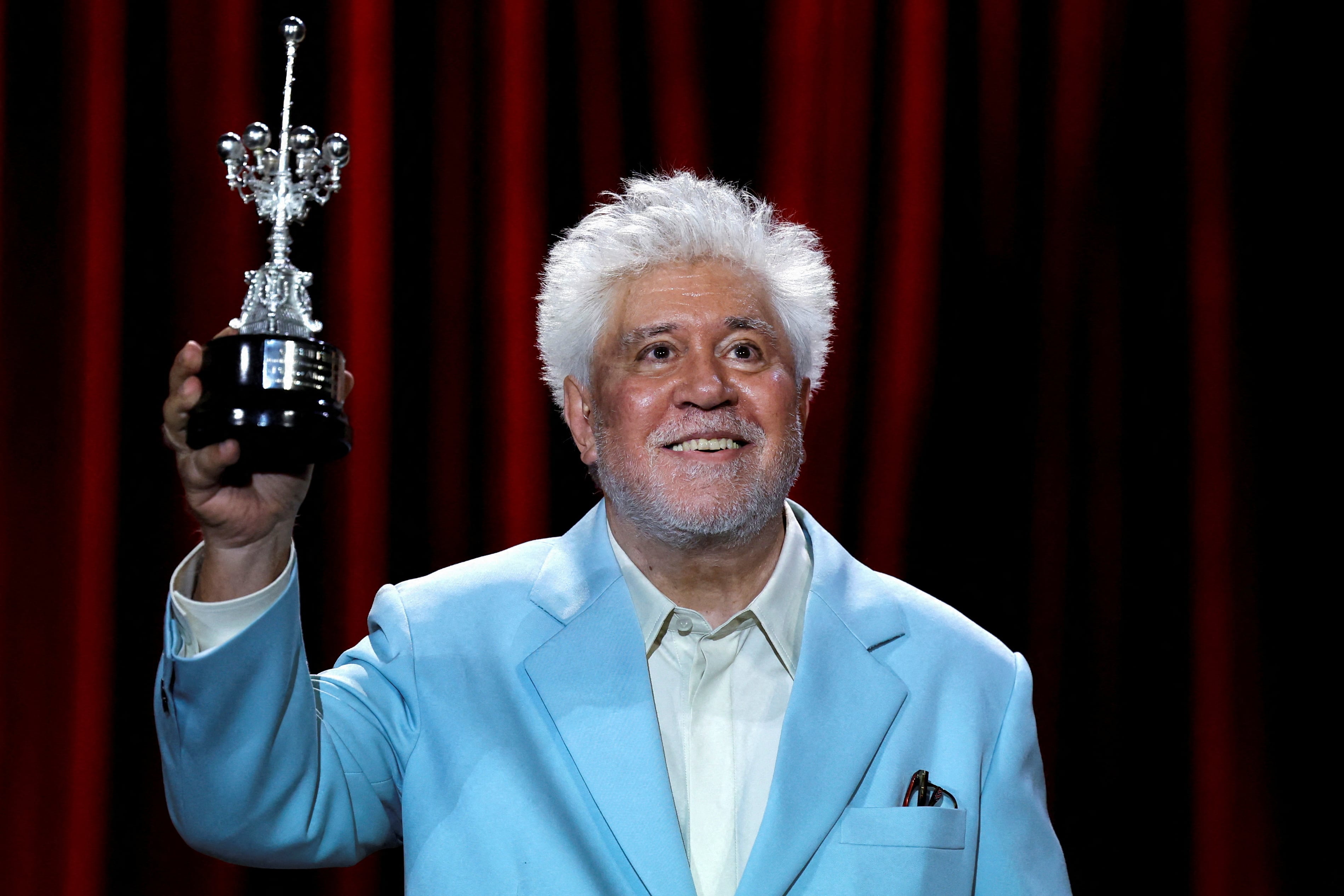 Spanish film director Pedro Almodovar receives the Donostia Award at San Sebastian Film Festival, in San Sebastian, Spain, September 26, 2024. REUTERS/Vincent West     TPX IMAGES OF THE DAY