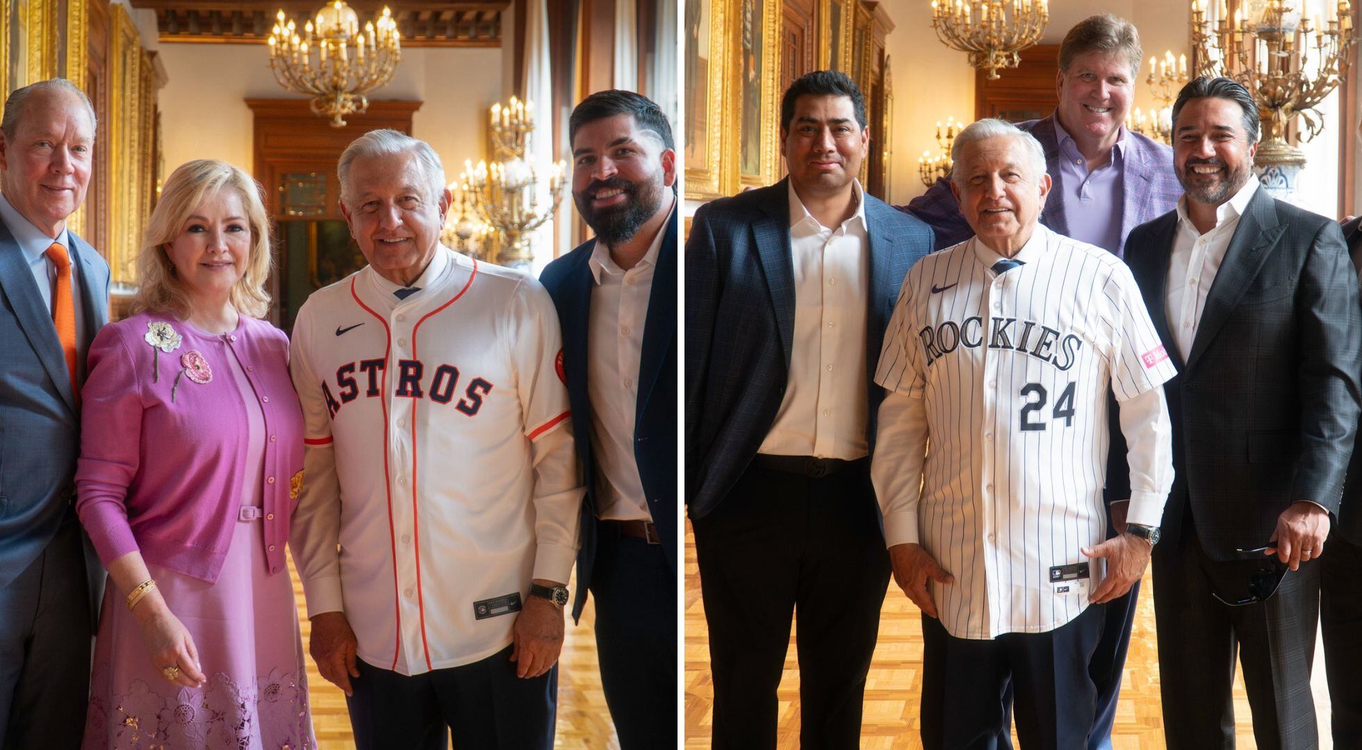 AMLO celebra el béisbol con Astros y Rockies antes de la MLB Mexico City Series 2024