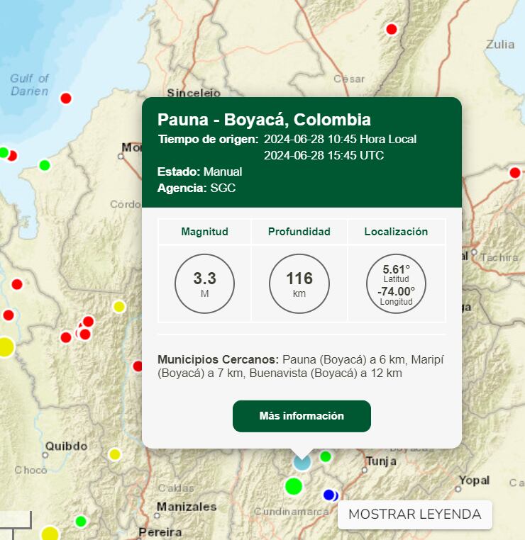 Sismo en el departamento de Boyacá - SGC