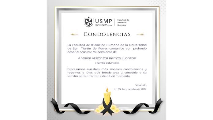 USMP emite comunicado y brinda condolencias a la familia| Facultad de medicina