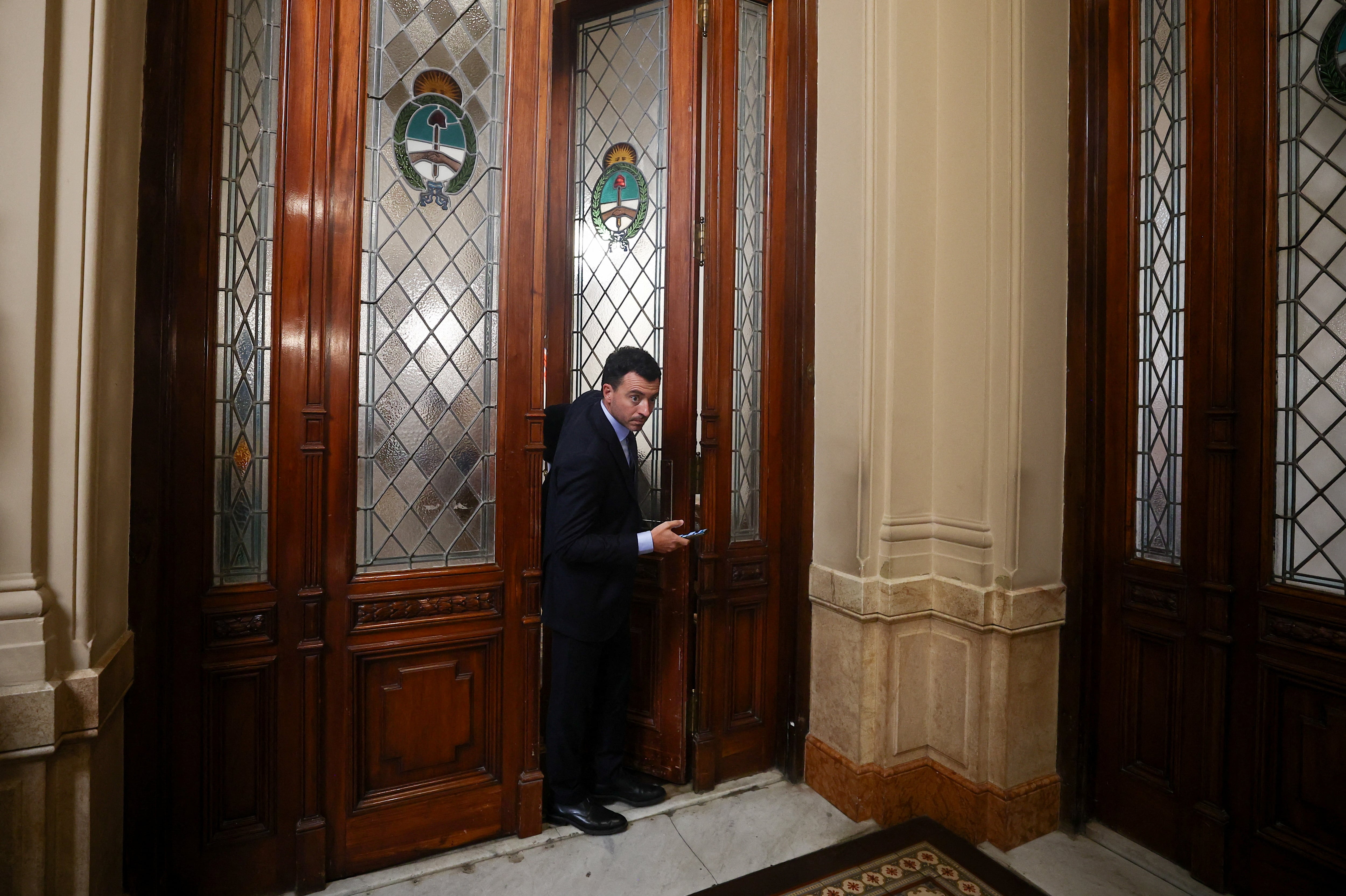 Argentinian politician Rodrigo de Loredo attends a debate on Argentina's President Javier Milei's economic reform bill, known as the 'omnibus bill', at the National Congress, in Buenos Aires, Argentina, February 2, 2024. REUTERS/Agustin Marcarian