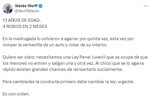 El tuit de Waldo Wolff