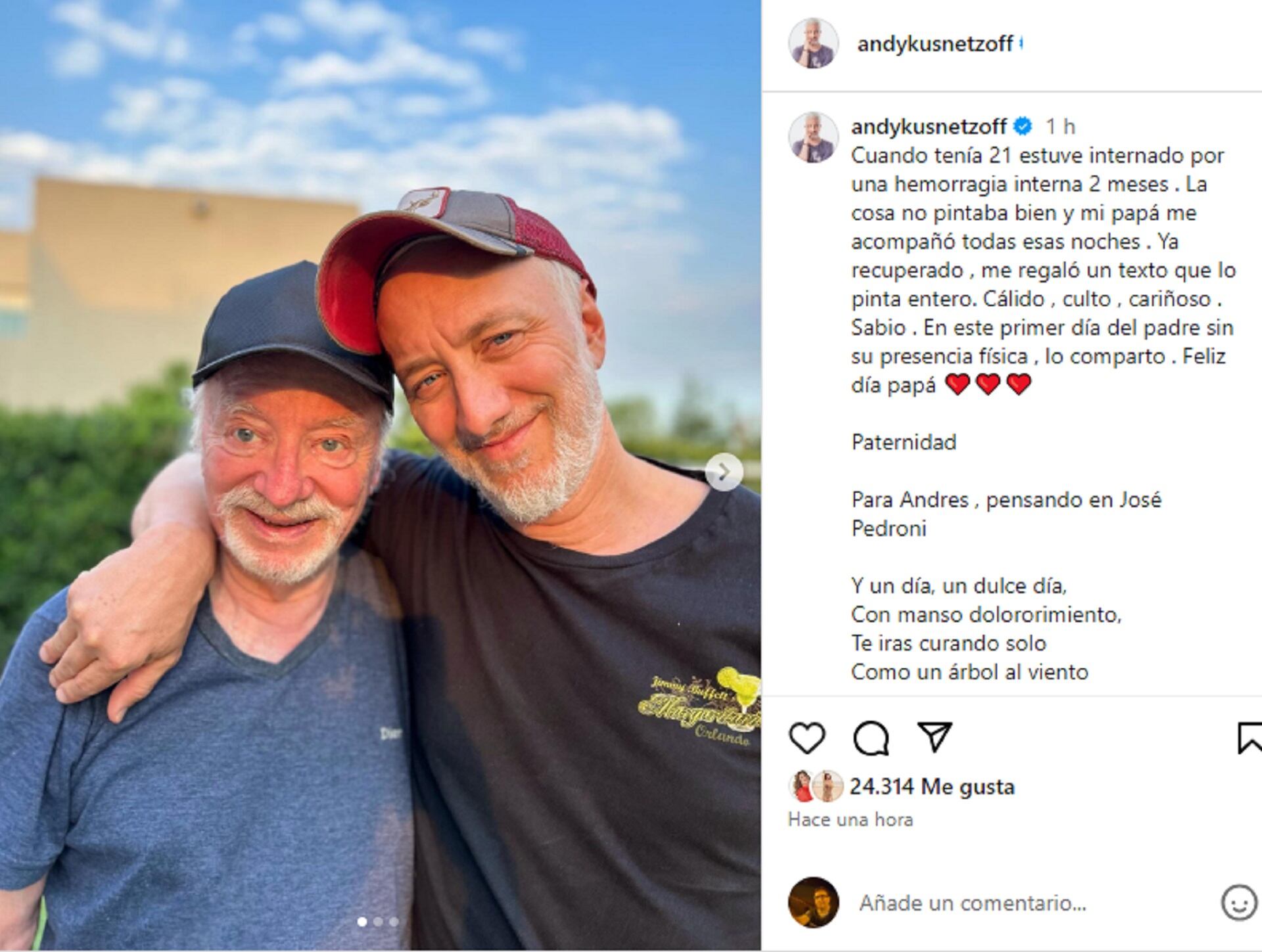 El saludo de Andy a su papá Juan Carlos