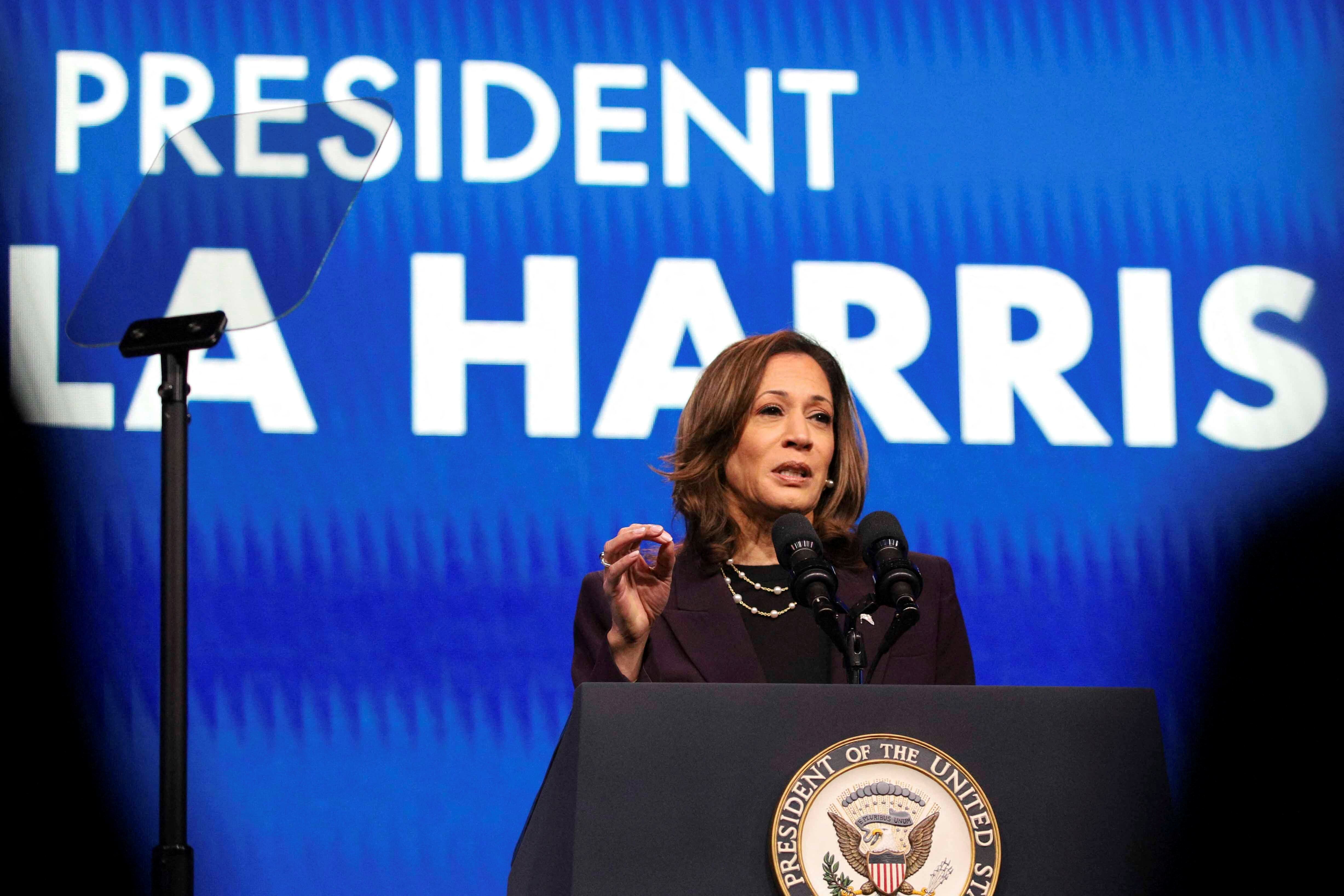 Kamala Harris recibe un fuerte respaldo de grupos importantes de derechos de las mujeres. (REUTERS/Kaylee Greenlee Beal9