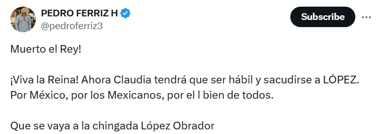 Mensaje del periodista a la llegada de la exjefa de Gobierno de la CDMX a la presidencia de la República.