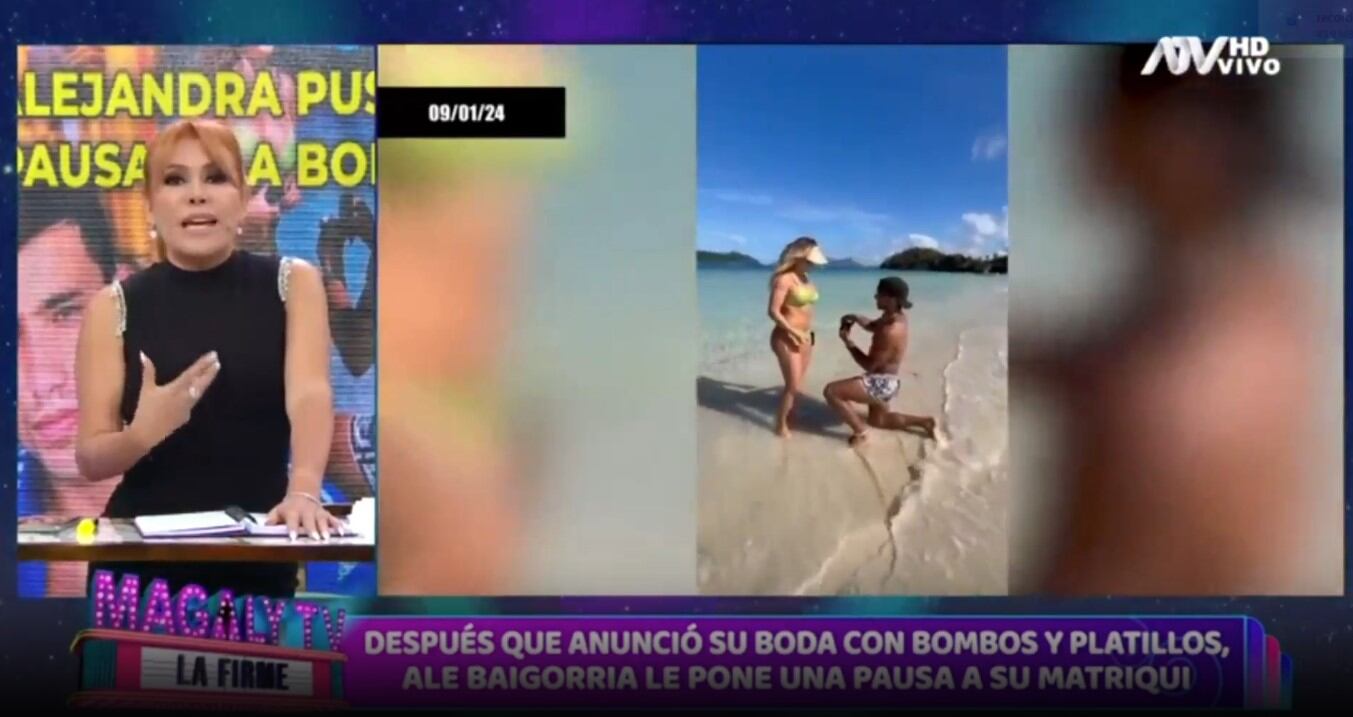 Magaly Medina felicita a Alejandra Baigorria por poner en pausa su boda. (Captura: Magaly TV La Firme)