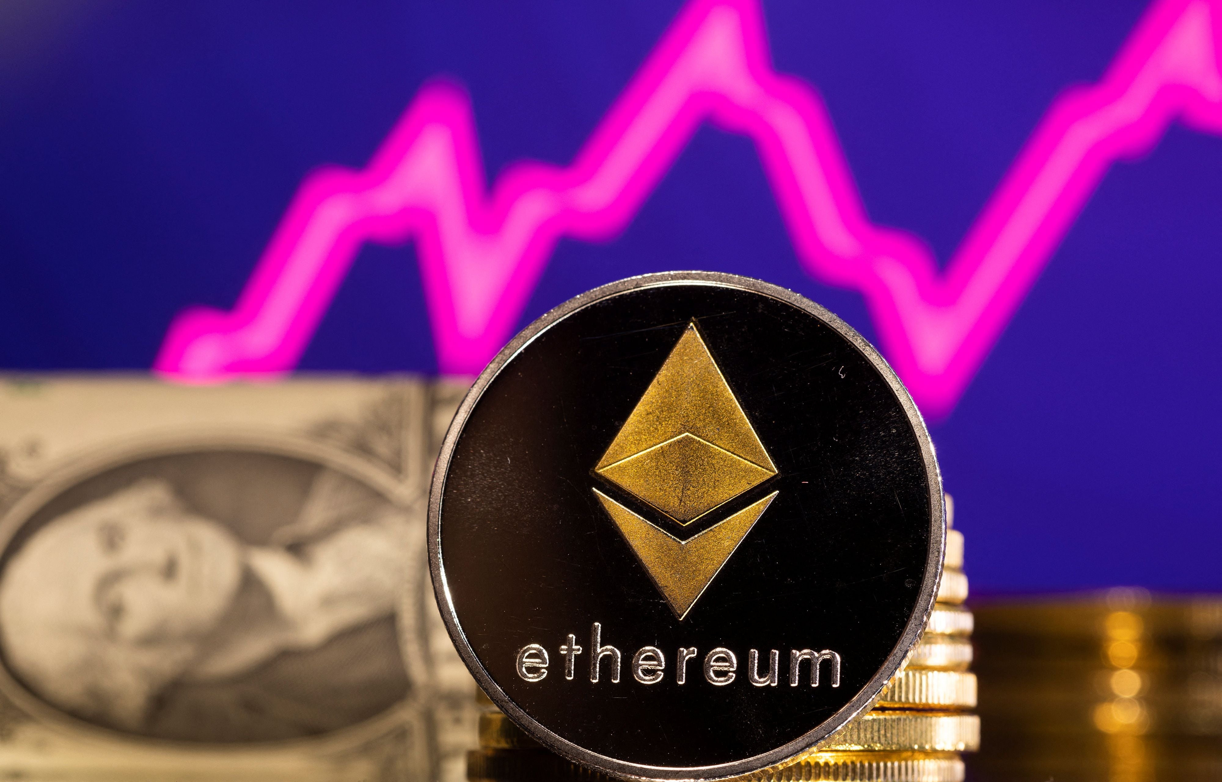 Representación de la criptomoneda Ether. (REUTERS)