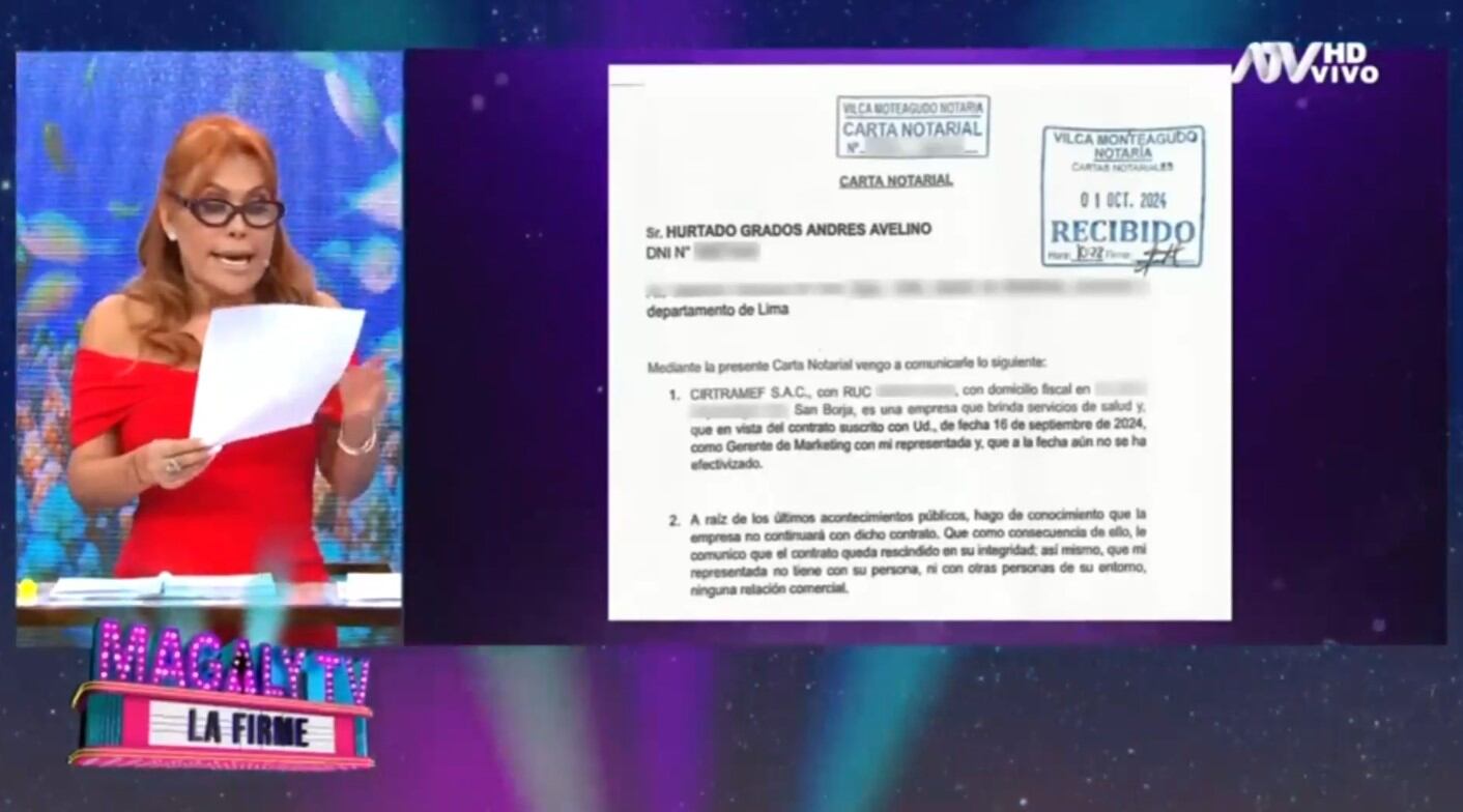 Empresa cancela contrato con Andrés Hurtado tras su solicitud de llevar proceso en libertad. (Captura: Magaly TV La Firme)