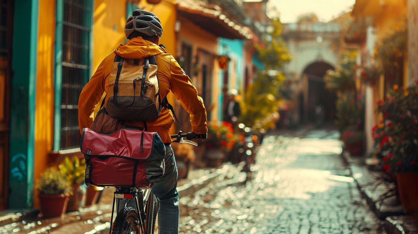 Entrega de paquetes Mensajería en bicicleta Ciclista mensajero Reparto de paquetes Servicio de entrega Paquetería urbana Transporte sostenible Envíos en bicicleta Repartidor en bici Servicio rápido Logística en bicicleta Entrega eficiente Transporte ecológico Mensajero urbano - (Imagen Ilustrativa Infobae)