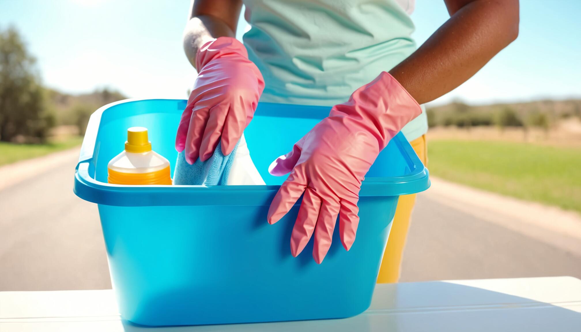 Mujer de mediana edad sosteniendo utensilios de limpieza, preparada para realizar su trabajo en un hogar. La fotografía capta la esencia de su labor como empleada doméstica, destacando la importancia y el valor del trabajo en el cuidado y mantenimiento de hogares y departamentos. (Imagen ilustrativa Infobae)