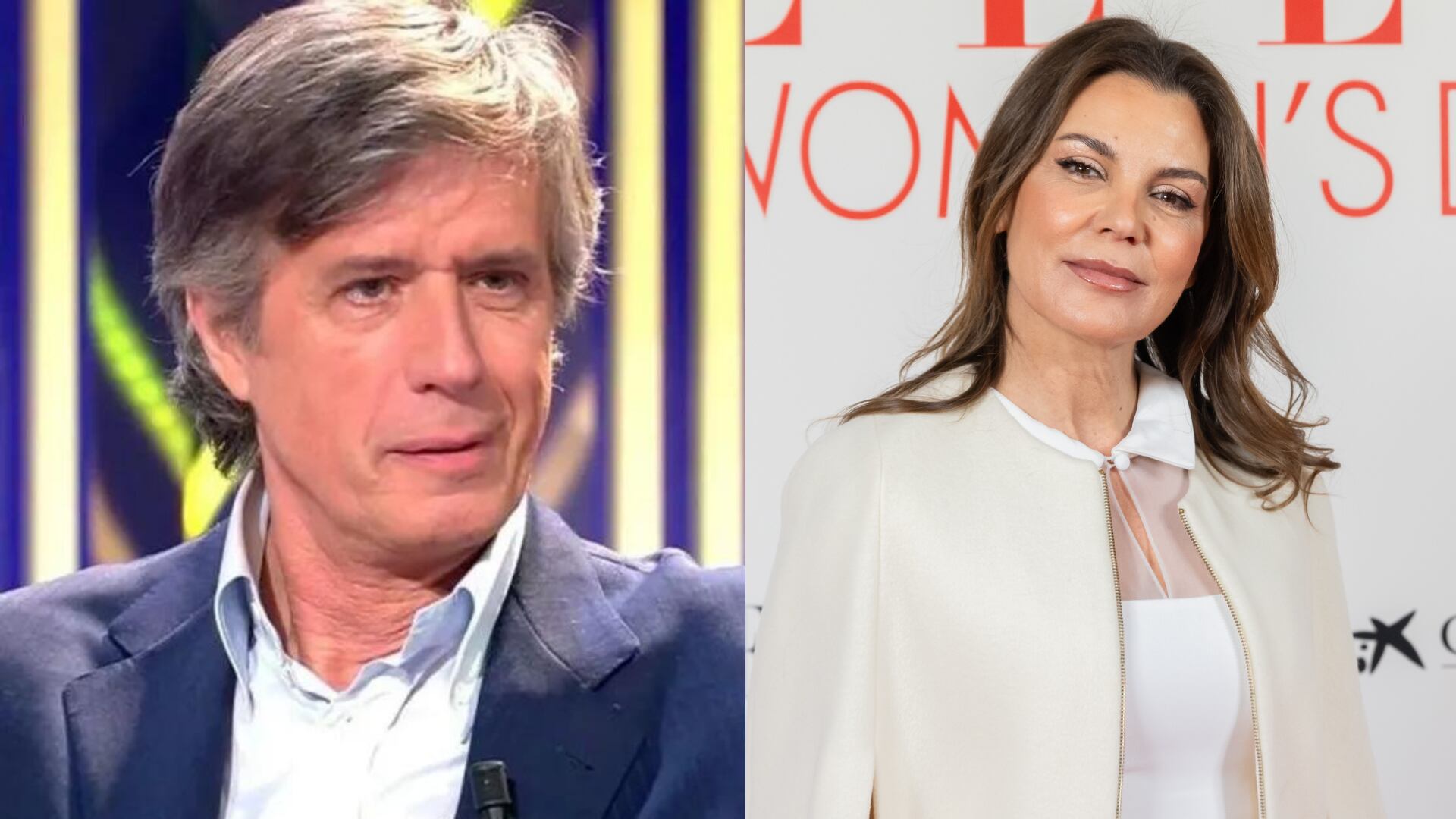 Carlo Constanzia di Costigliole a la izquierda (MEDIASET) y Mar Flores a la derecha (Aldara Zarraoa/Getty Images)