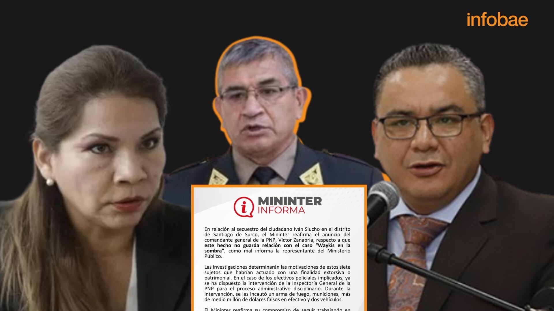 Caso secuestro de Iván Siucho: Ministerio del Interior respalda a la PNP y desmiente a la fiscal Marita Barreto| Composición Infobae Perú (Clara Giraldo)
|