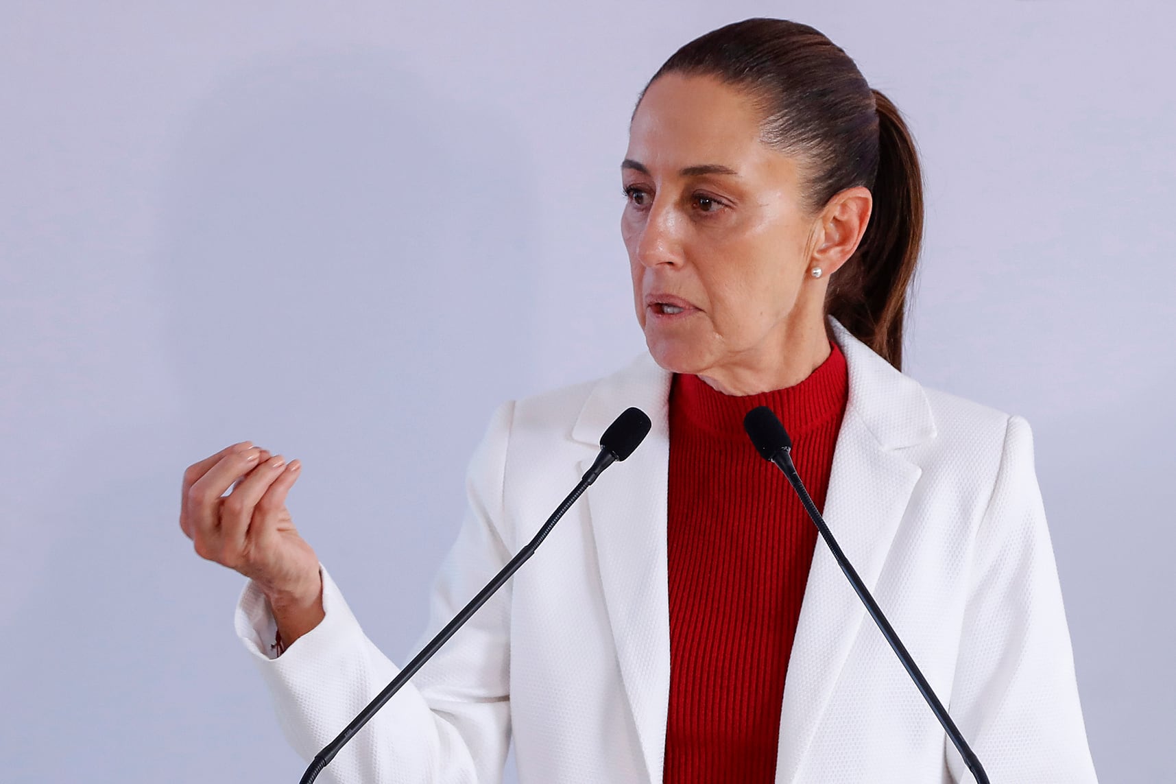 La presidenta electa de México Claudia Sheinbaum, habla durante una rueda de prensa este jueves, en la Ciudad de México (México). EFE/Mario Guzmán
