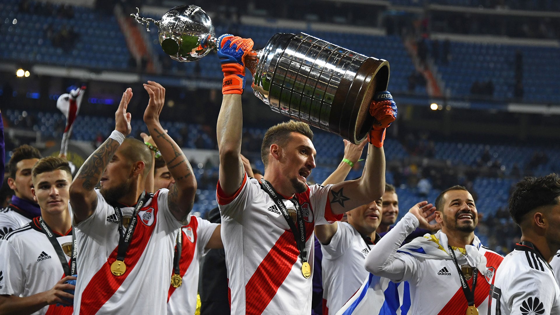 Franco Armani llegó a los 100  partidos en Copa Libertadores (Photo by Gabriel BOUYS / AFP)