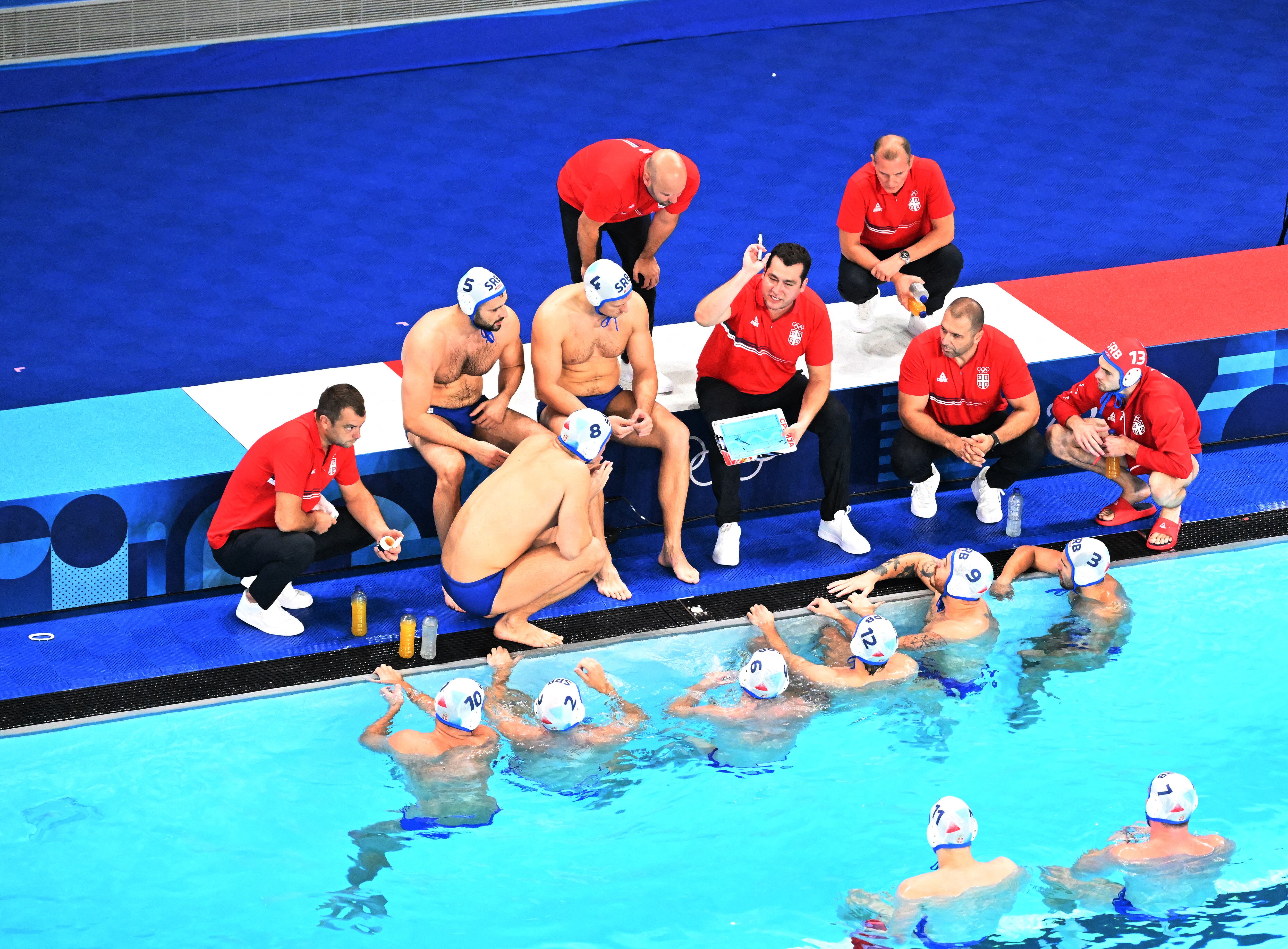 Equipo español de waterpolo masculino en Paris 2024. (Guo Yu/REUTERS)