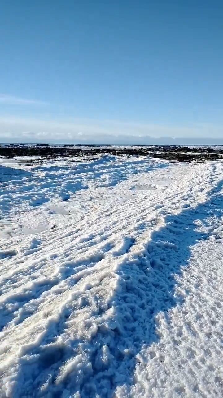 Se congeló el mar en Tierra del Fuego