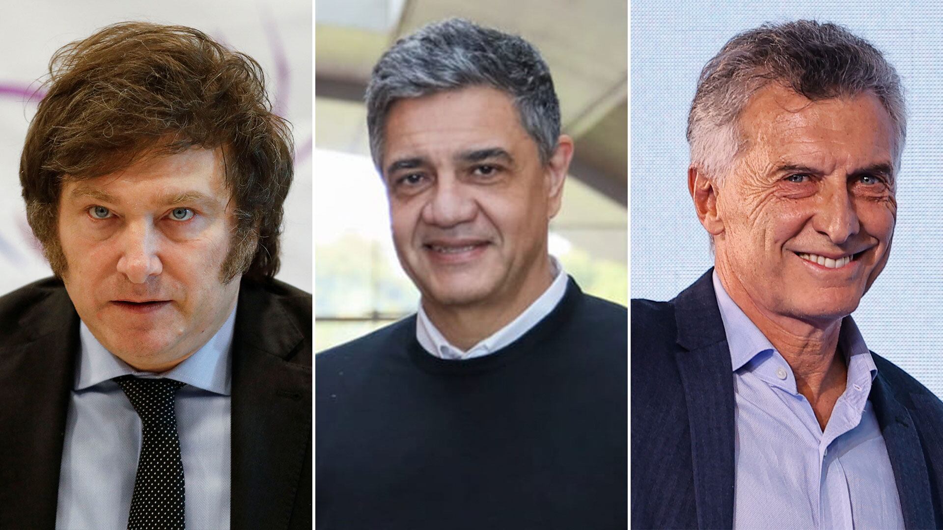 Javier Milei, Jorge Macri y Mauricio Macri.