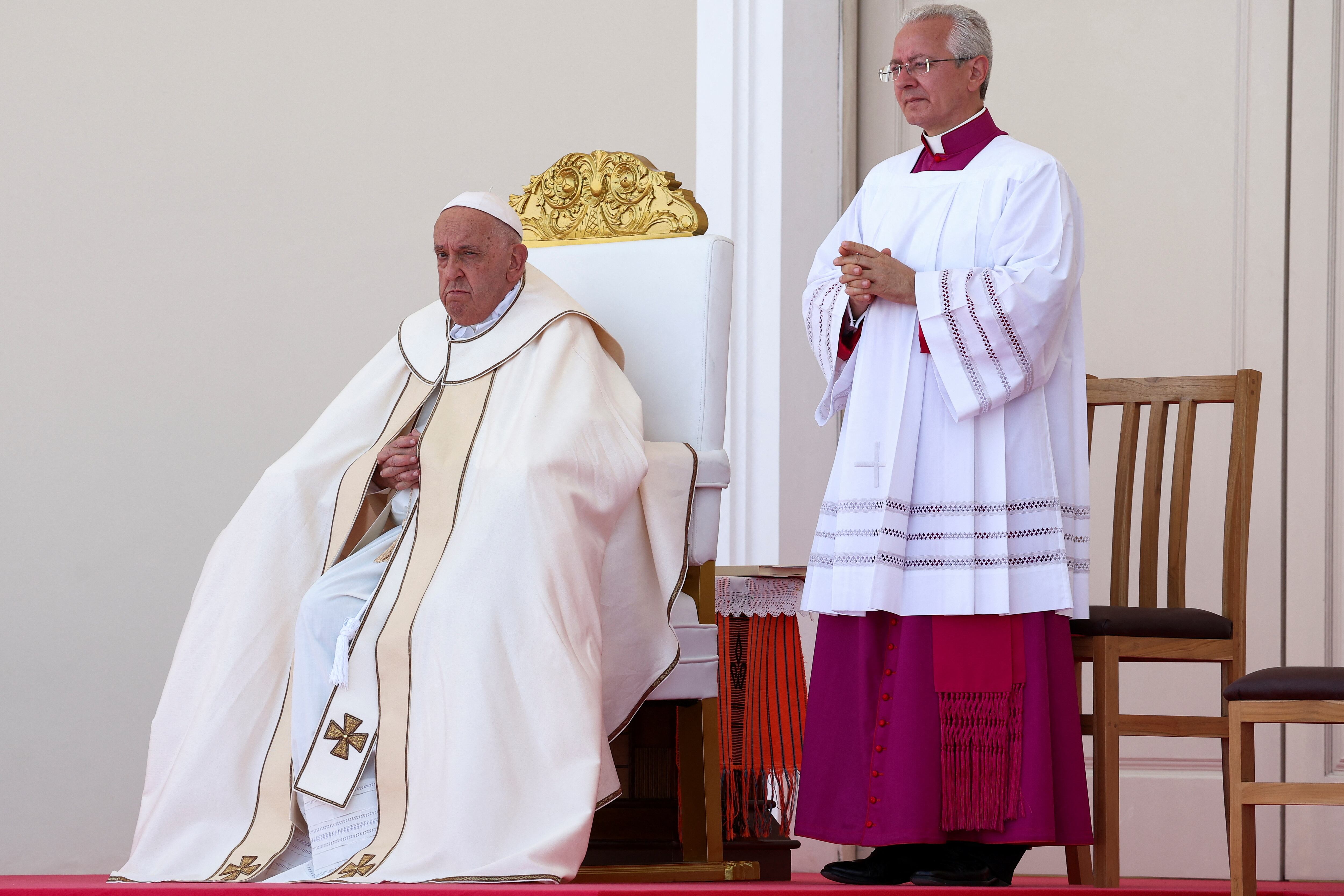 El papa durante uno de los momentos del evento.