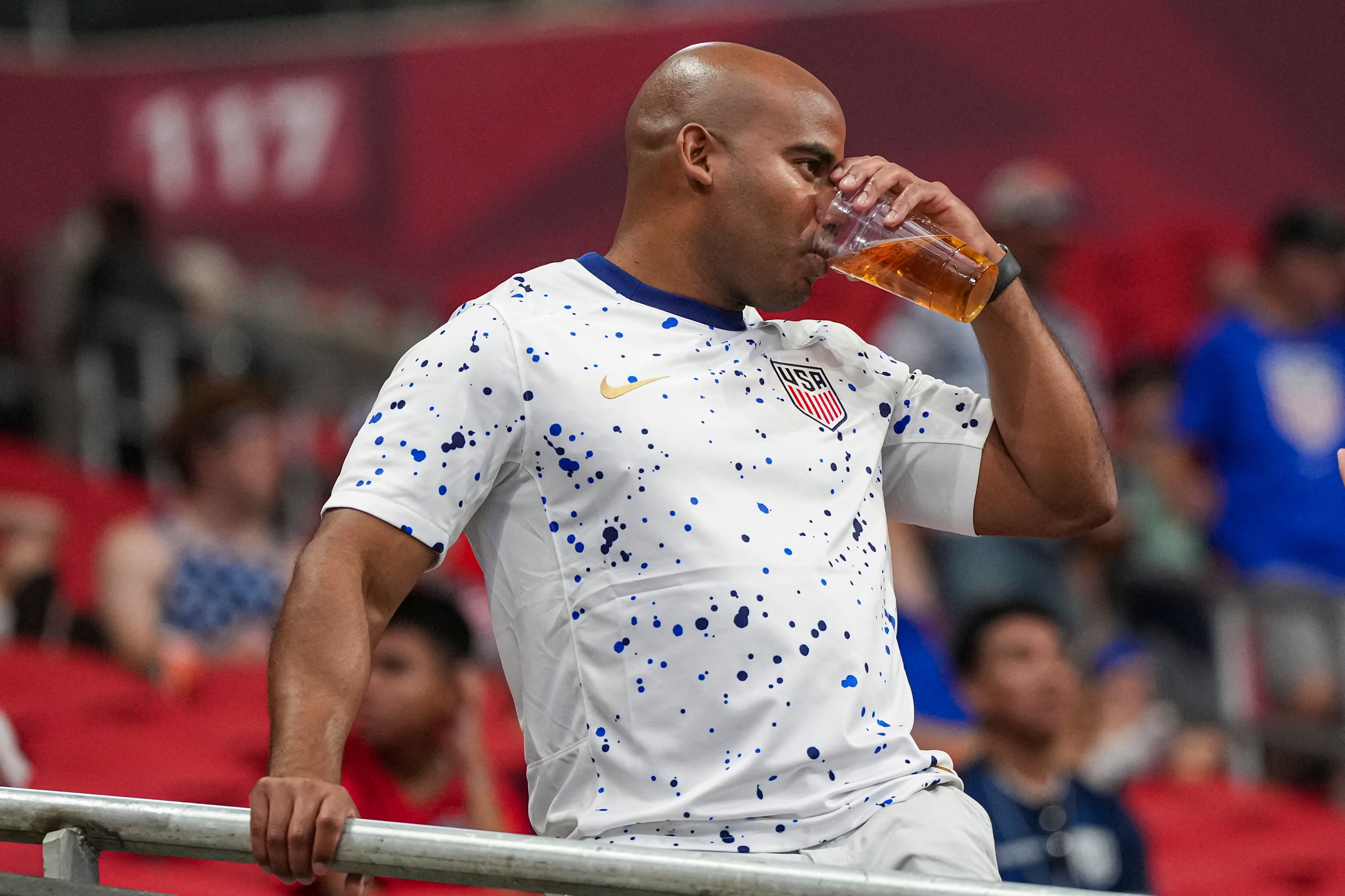 Jun 27, 2024; Atlanta, GA, USA; Fans of the United States shown in the stands before the match against Panama at Mercedes-Benz Stadium. Mandatory Credit: Dale Zanine-USA TODAY Sports