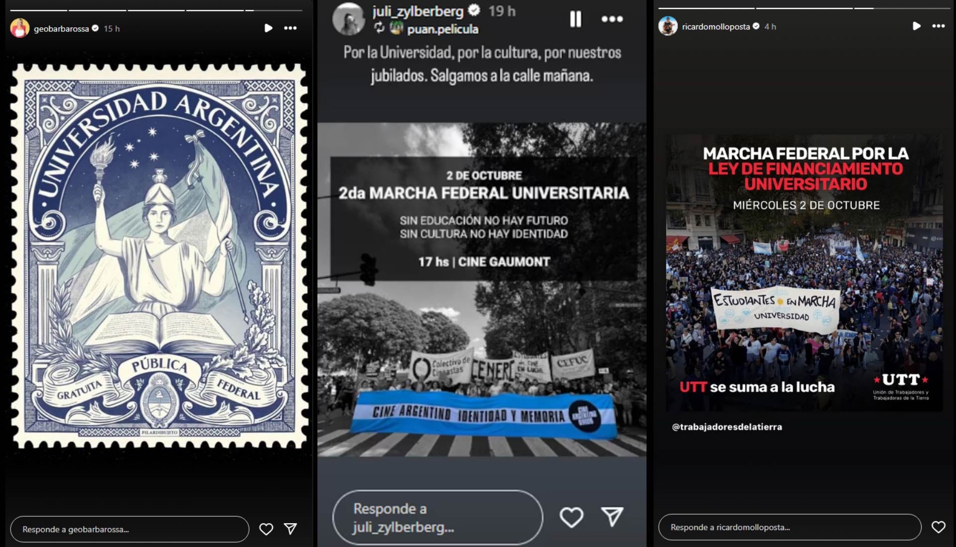 El apoyo de los famosos a en la Marcha Federal Universitaria