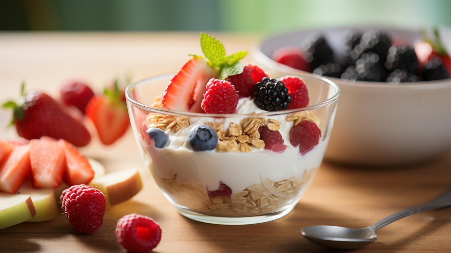 Imagen de un desayuno saludable con yogur, cereal, avena y arándanos rojos. Una opción nutritiva y equilibrada que aporta energía para tu día. Aliméntate bien y disfruta de los beneficios. (Imagen ilustrativa Infobae)