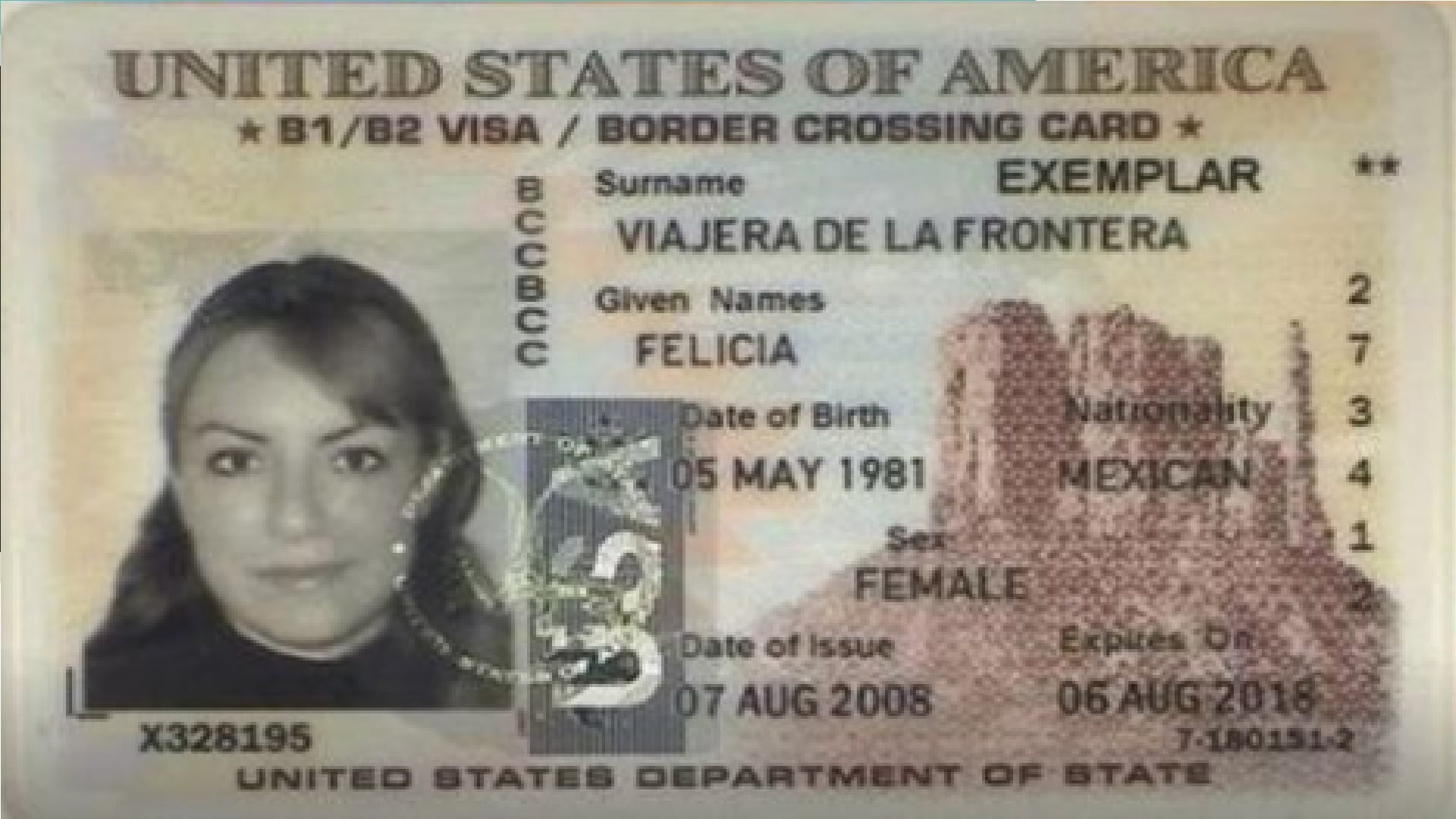 Border Crossing Card Visa Laser distancia Frontera EU Mexico