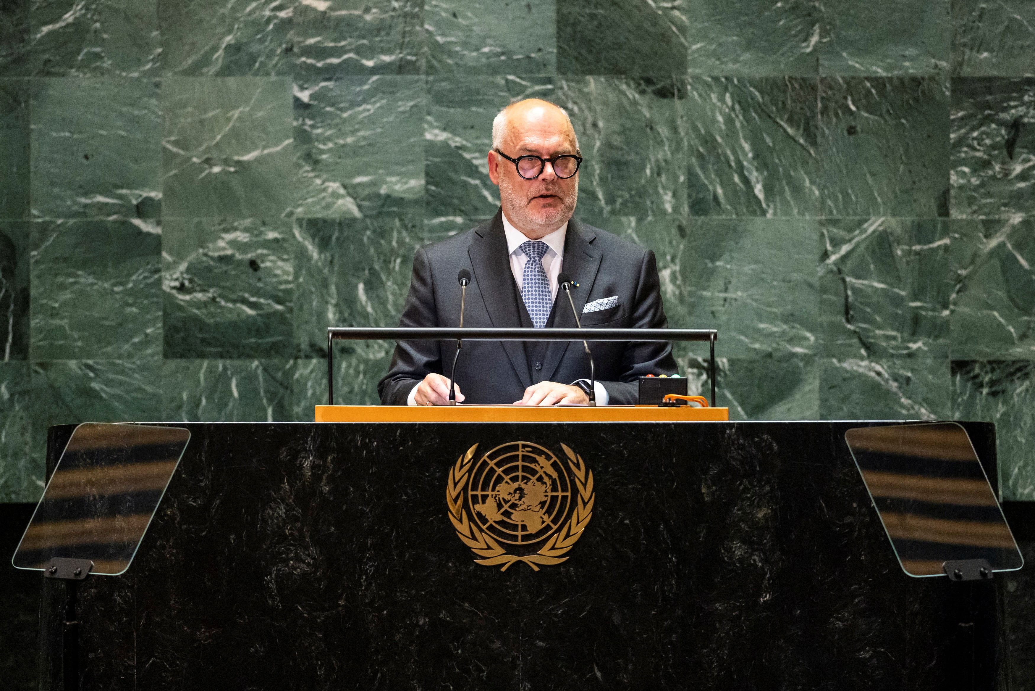 Alar Karis, presidente de Estonia, en la 79° Asamblea General de la ONU (REUTERS/Eduardo Munoz)