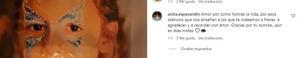 Las tiernas palabras de Anita Espasandín, la novia de Benjamín Vicuña, al posteo del actor a 12 años de la muerte de Blanca (Instagram)