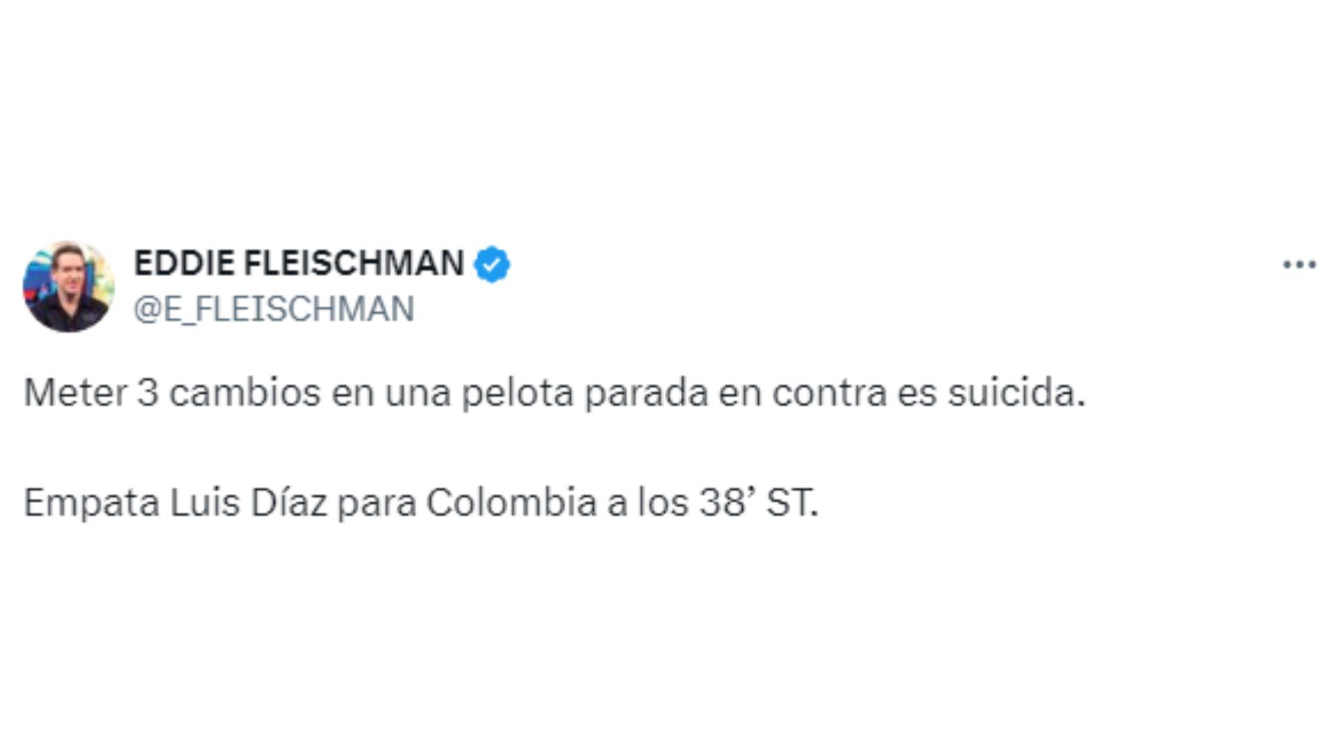 Eddie Fleischman afirmó que Perú se equivocó en meter muchos cambios en el tiro de esquina.