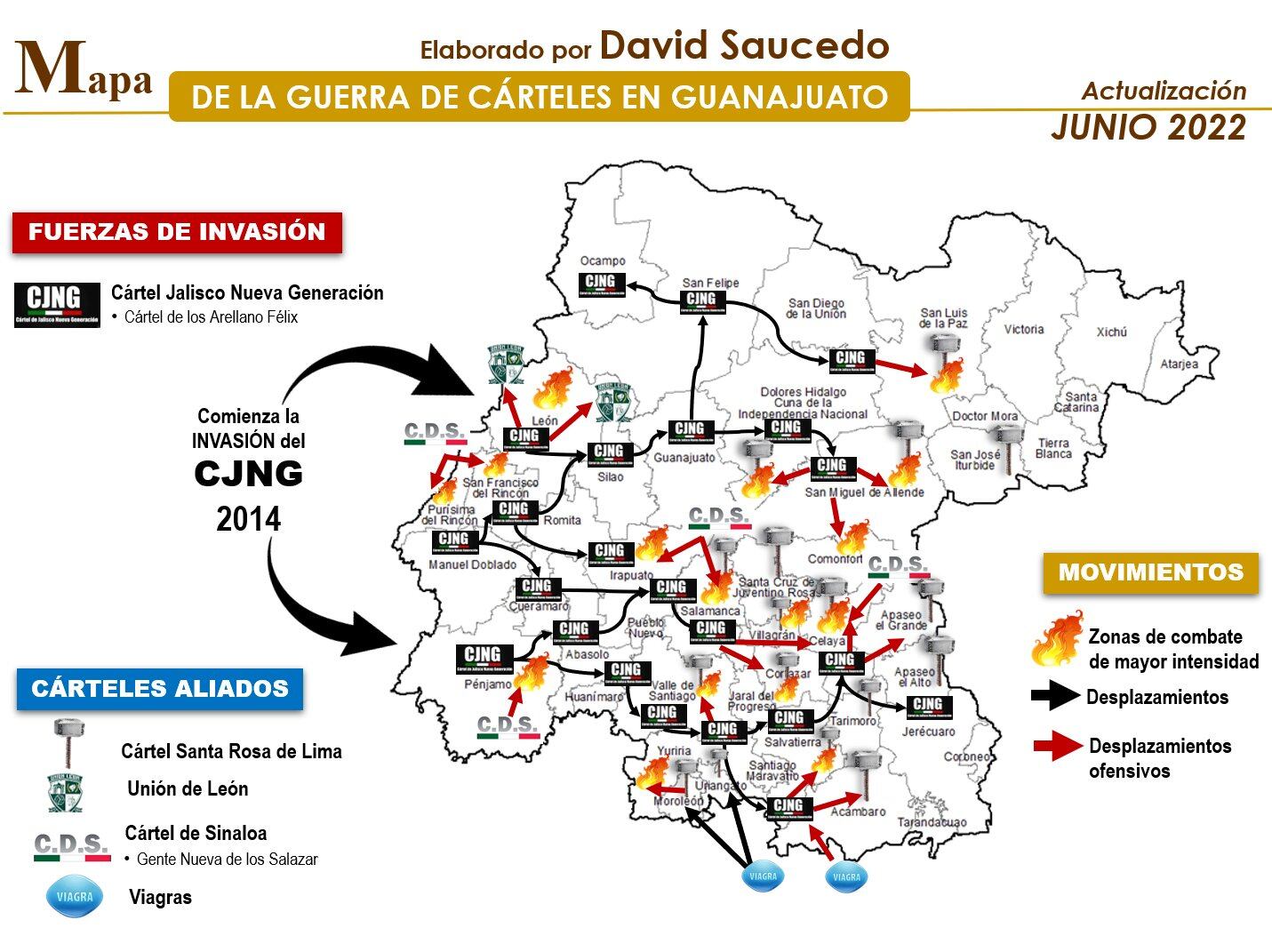 Mapa del CJNG en Guanajuato