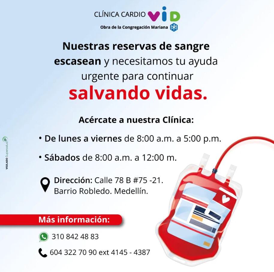 Los hombres pueden donar cada tres meses y las mujeres cada seis meses - crédito Clínica Cardio VID/Facebook