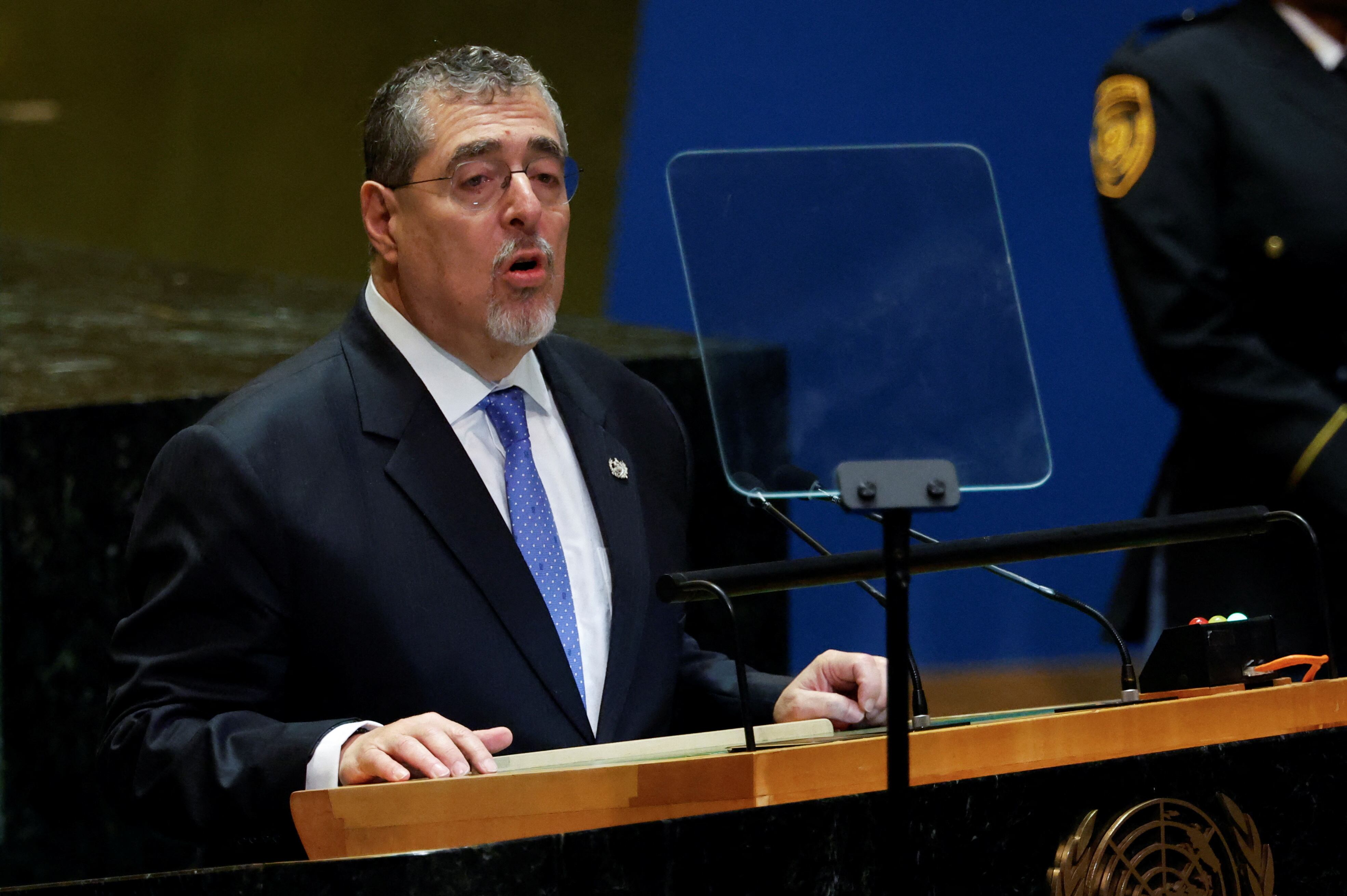 El presidente de Guatemala, Bernardo Arévalo, se dirigió a la 79ª Asamblea General de las Naciones Unidas, en la sede de la ONU en Nueva York, Estados Unidos, este 24 de septiembre de 2024 (REUTERS/Shannon Stapleton)