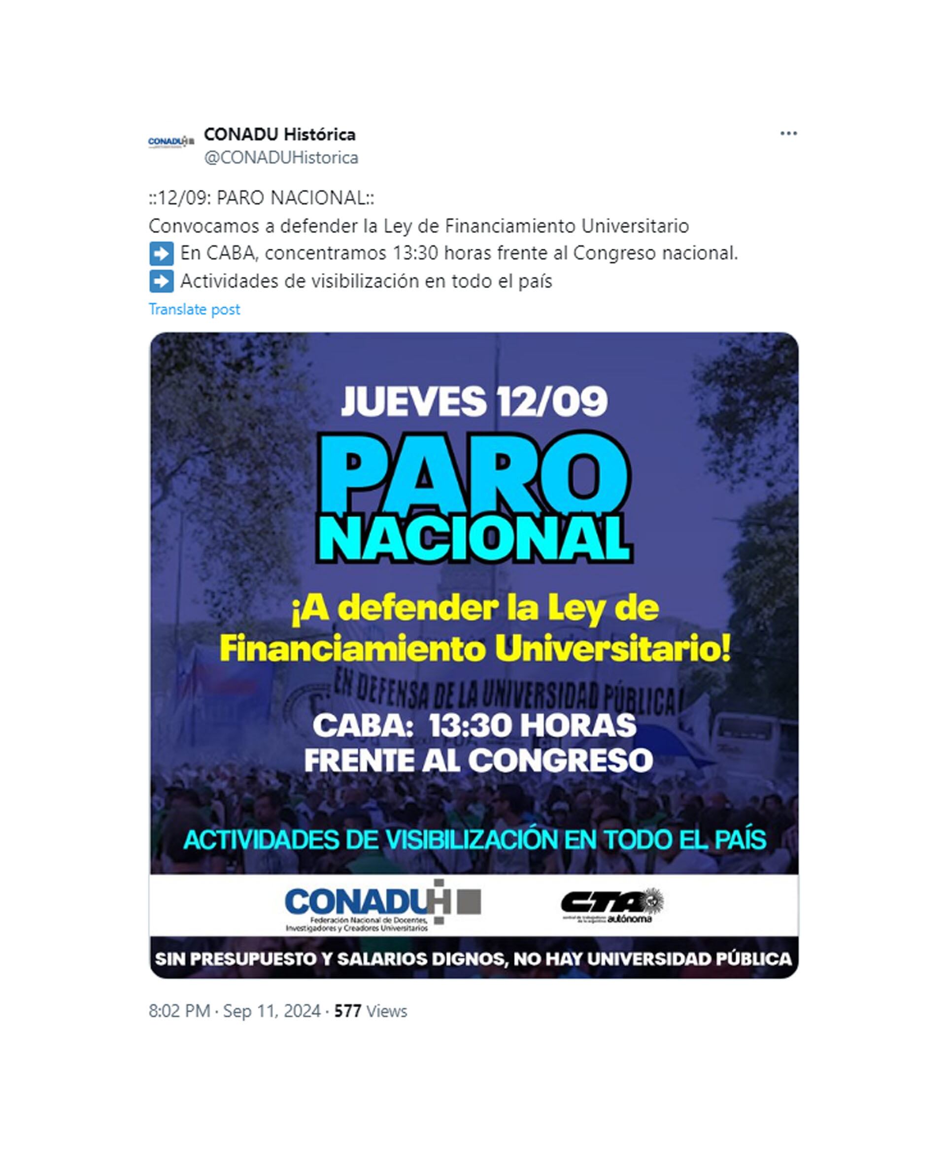 Paro Universitario y Movilización tuits