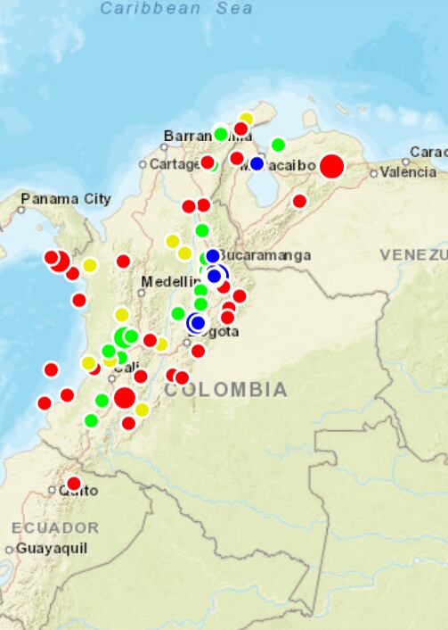 Así es el panorama sísmico del país durante el 19 de julio de 2024 - crédito SGC