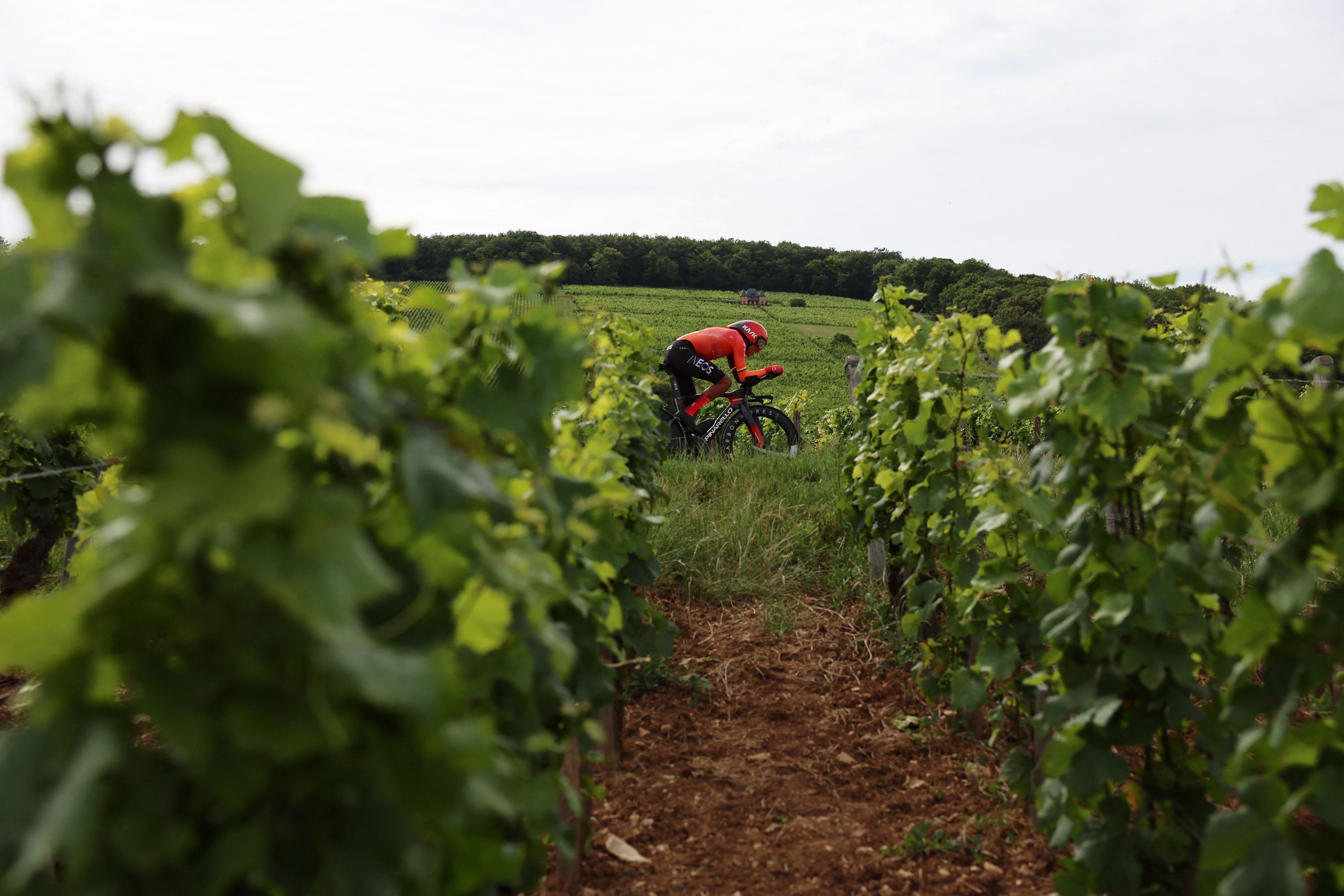 Cycling - Tour de France - Stage 7 - Nuits-Saint-Georges to Gevrey-Chambertin - Nuits-Saint-Georges, France - July 5, 2024 INEOS Grenadiers' Egan Bernal in action during stage 7 REUTERS/Molly Darlington