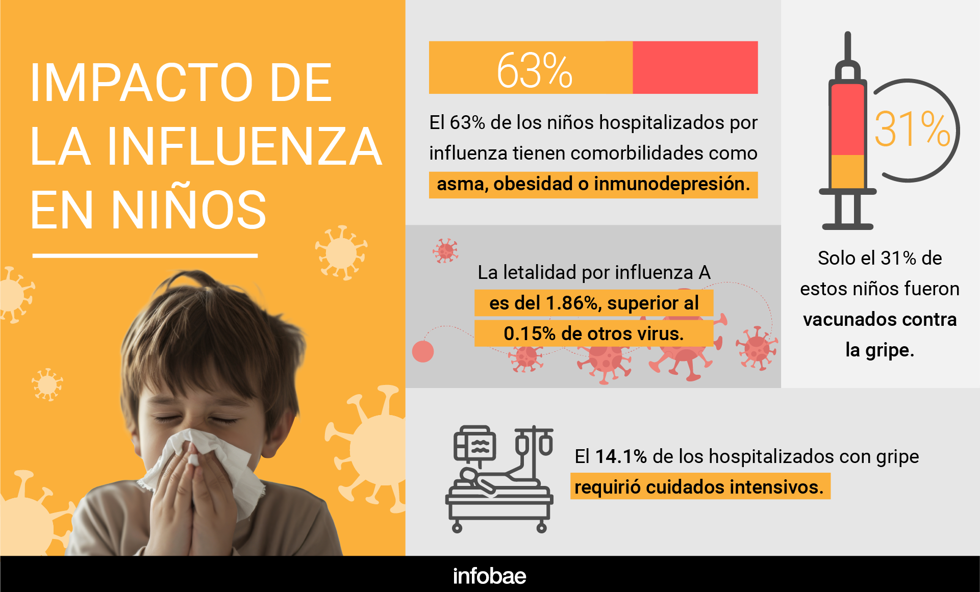 Infografía Influenza, gripe. Estudio realizado en Argentina