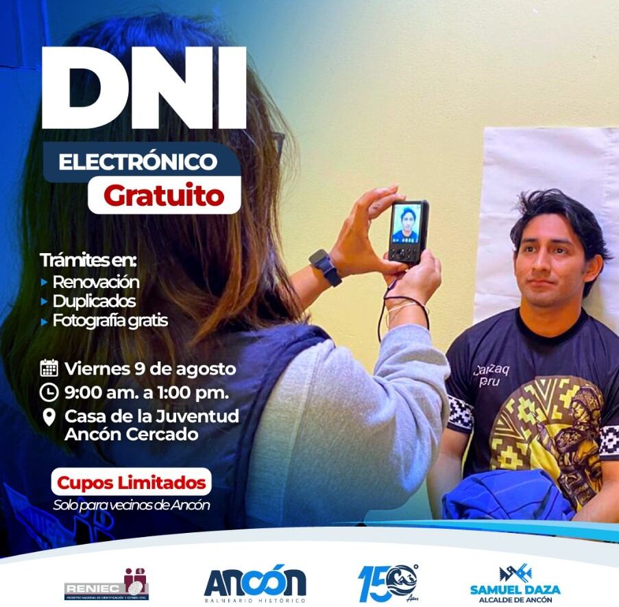 Municipalidad de Ancón ofrece trámite gratis de DNI electrónico