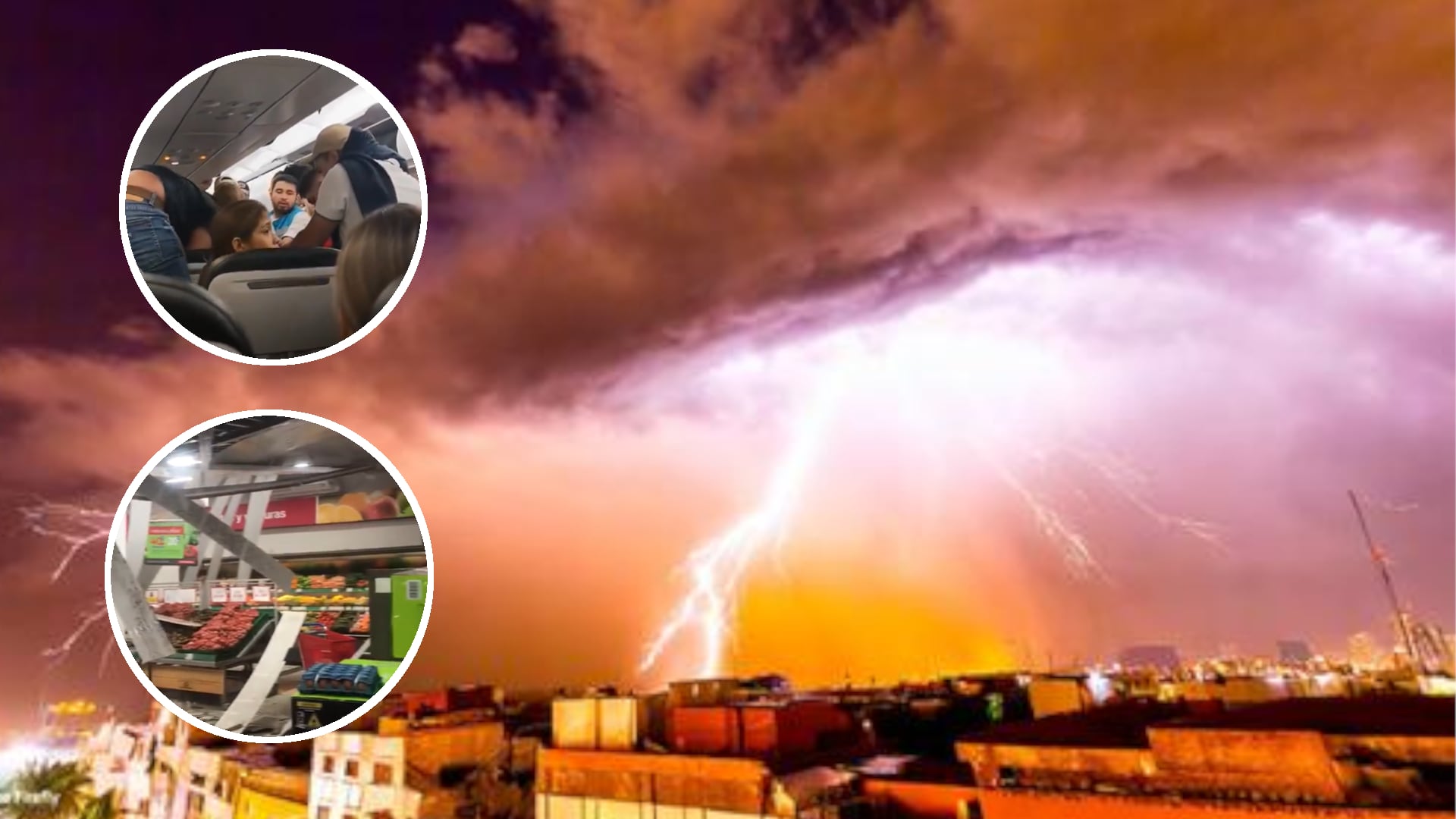 Un vendaval huracanado provocó varias emergencias en Barranquilla durante la noche y la tarde del lunes 16 de septiembre. (Crédito: Infobae / @OscuraColombia / X / Cuenta de Facebook Soledad 24 horas)