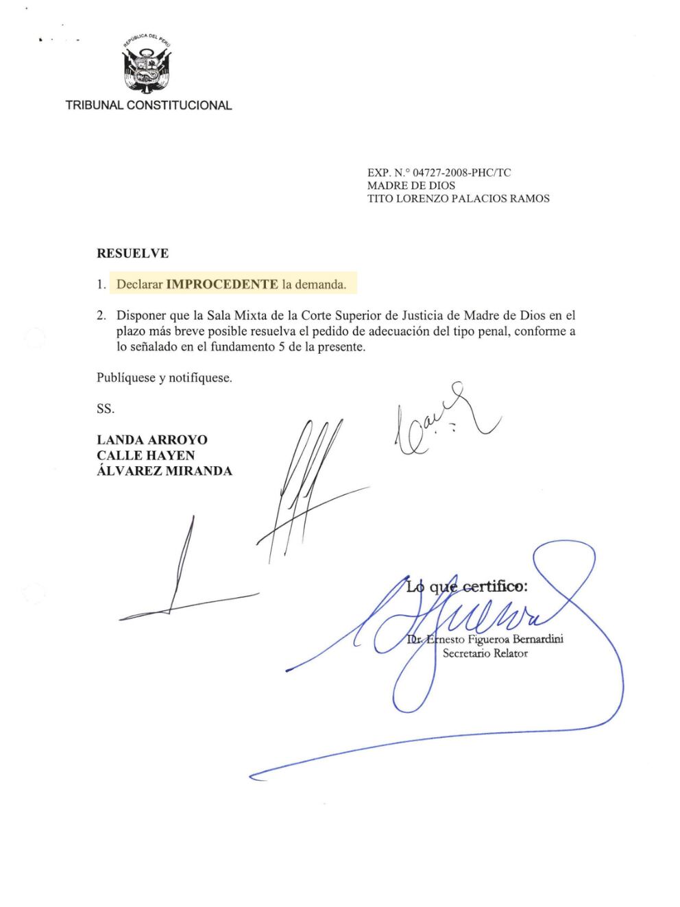 Documento del TC.