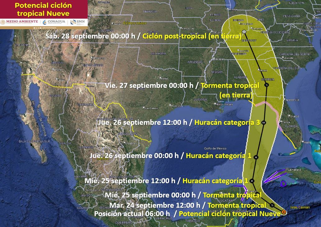 Posible trayectoria de la tormenta tropical Helene