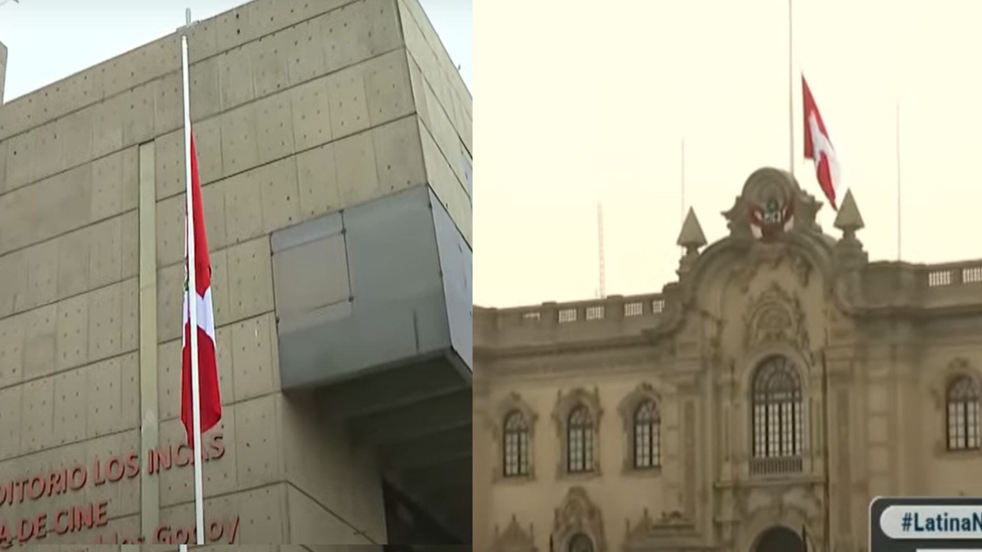 ministerio de cultura y palacio de gobierno a media asta