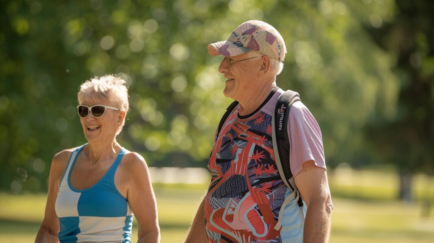 Pareja de abuelos disfrutando de un paseo matutino en un entorno natural, demostrando la importancia de la actividad física regular y la hidratación para la salud. Juntos, practican un estilo de vida activo que promueve la longevidad y el bienestar, subrayando la relevancia del cuidado y el ejercicio en la tercera edad. (Imagen ilustrativa Infobae)