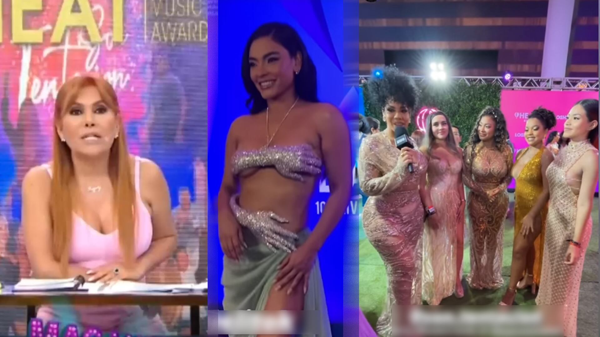 Magaly Medina se burla del look de Paula Arias y Cielo Torres en Premios Heat. (Captura: Magaly TV La Firme)