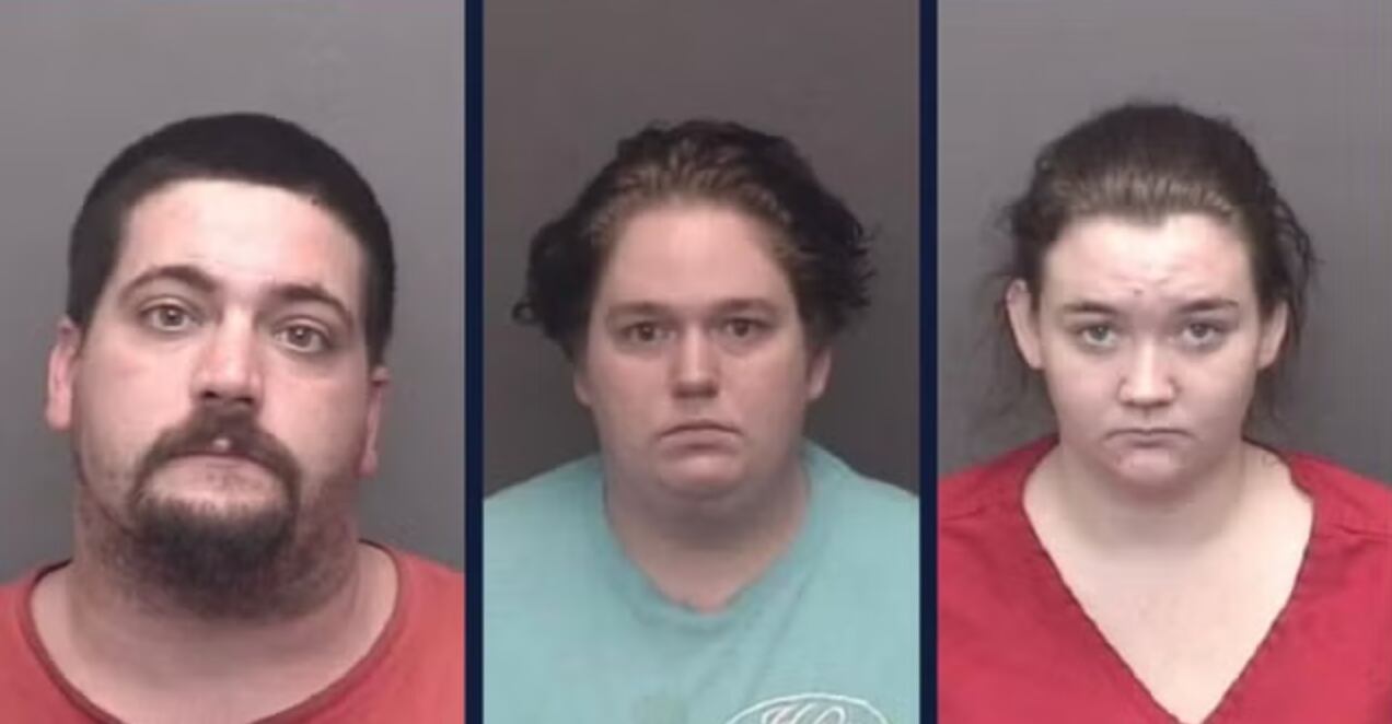 David Schonabaum, Angel Schonabaum, and Delaina Thurman when they were charged with various counts of neglect in 2023 (Vanderburgh County Jail)