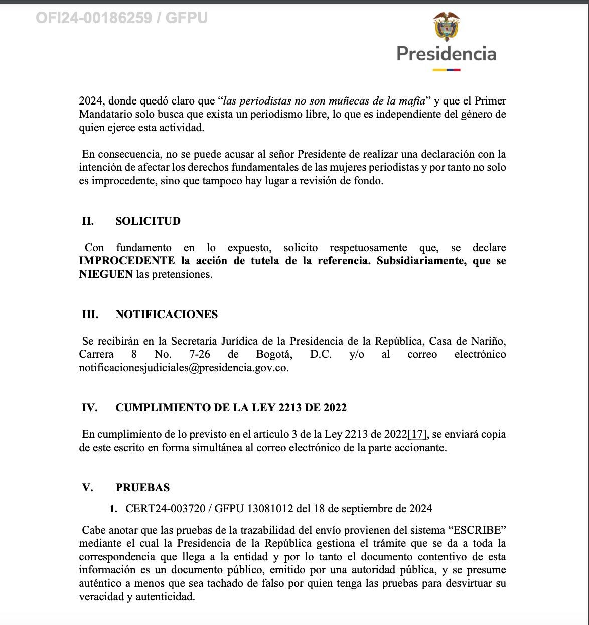 Gustavo Petro señaló que su intención nunca fue trasgredir o menoscabar los derechos de las mujeres periodistas - crédito Presidencia de la República