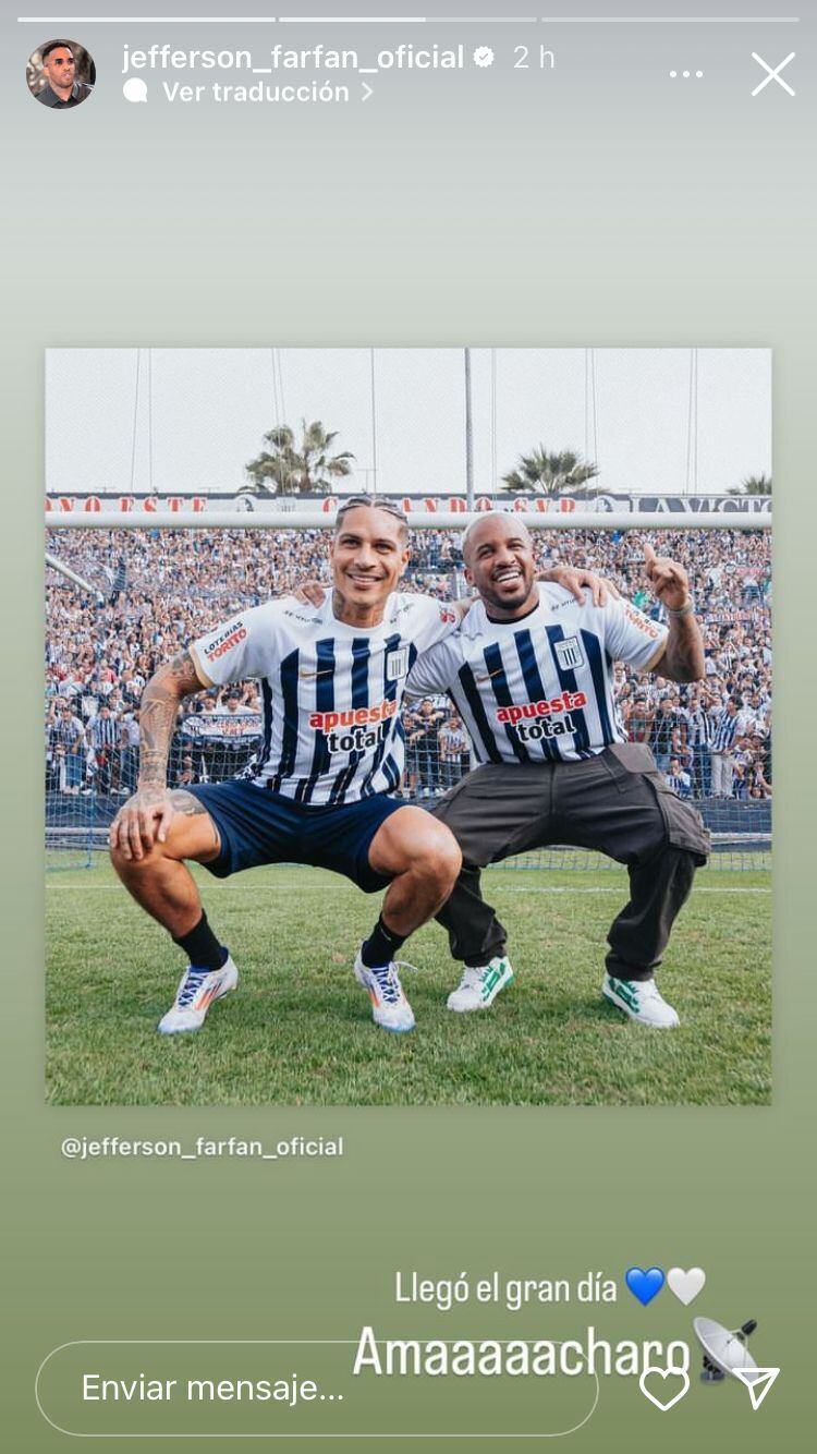 Jefferson Farfán realizó publicació sobre debut de Paolo Guerrero con Alianza Lima.