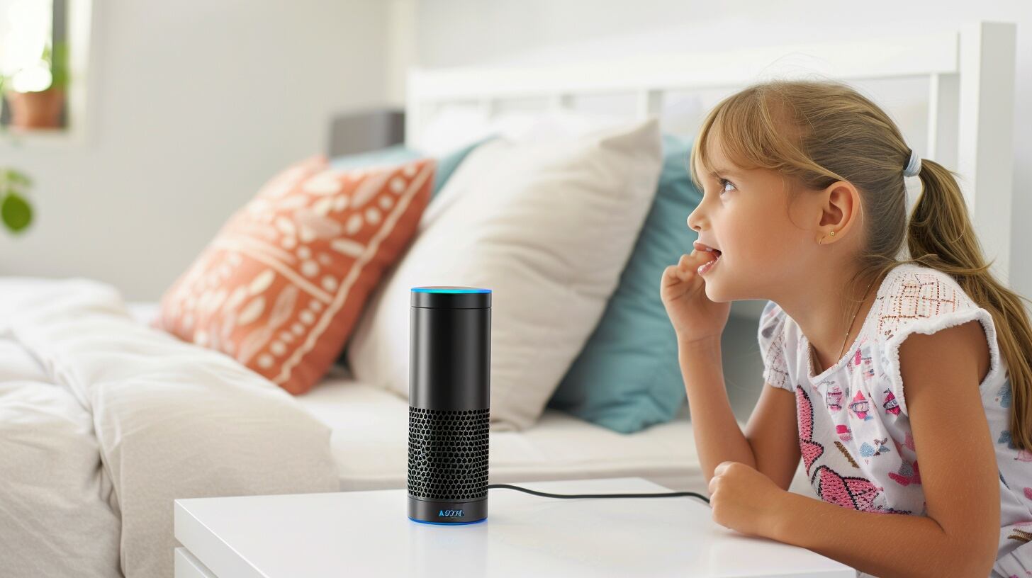 Una joven niña de menos de 10 años conversa con Alexa en su hogar - (Imagen Ilustrativa Infobae)