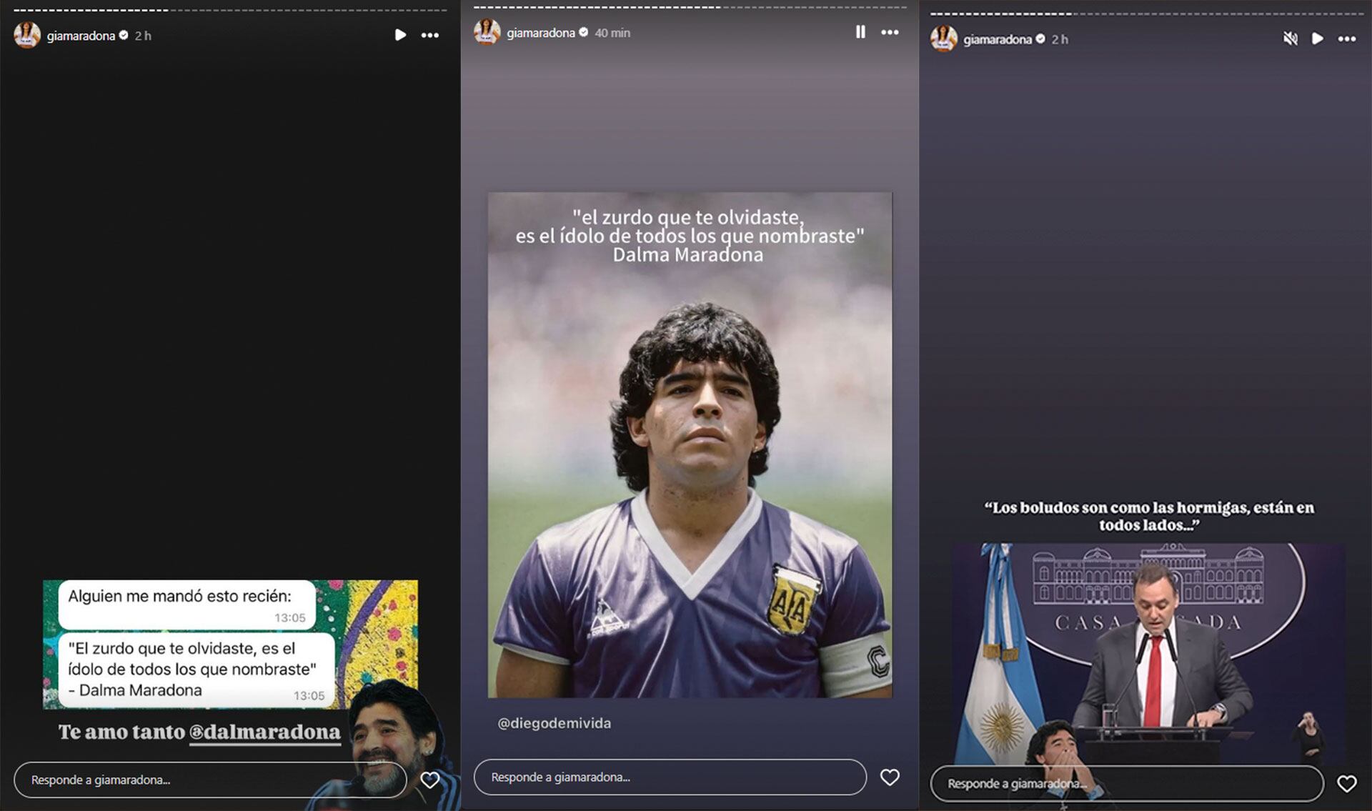 COLAGE GIANINA MARADONA DIA DEL ZURDO