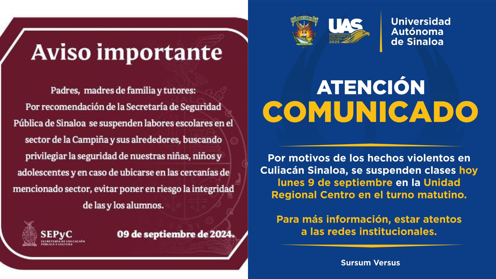 Suspensión de clases Culiacán